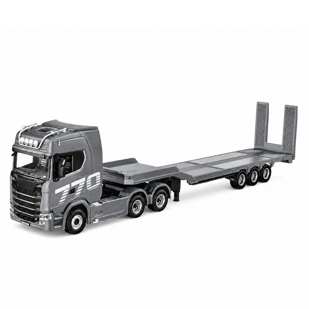 RC vilkikas Scania 770S su puspriekabe, 1:18, sidabrinis