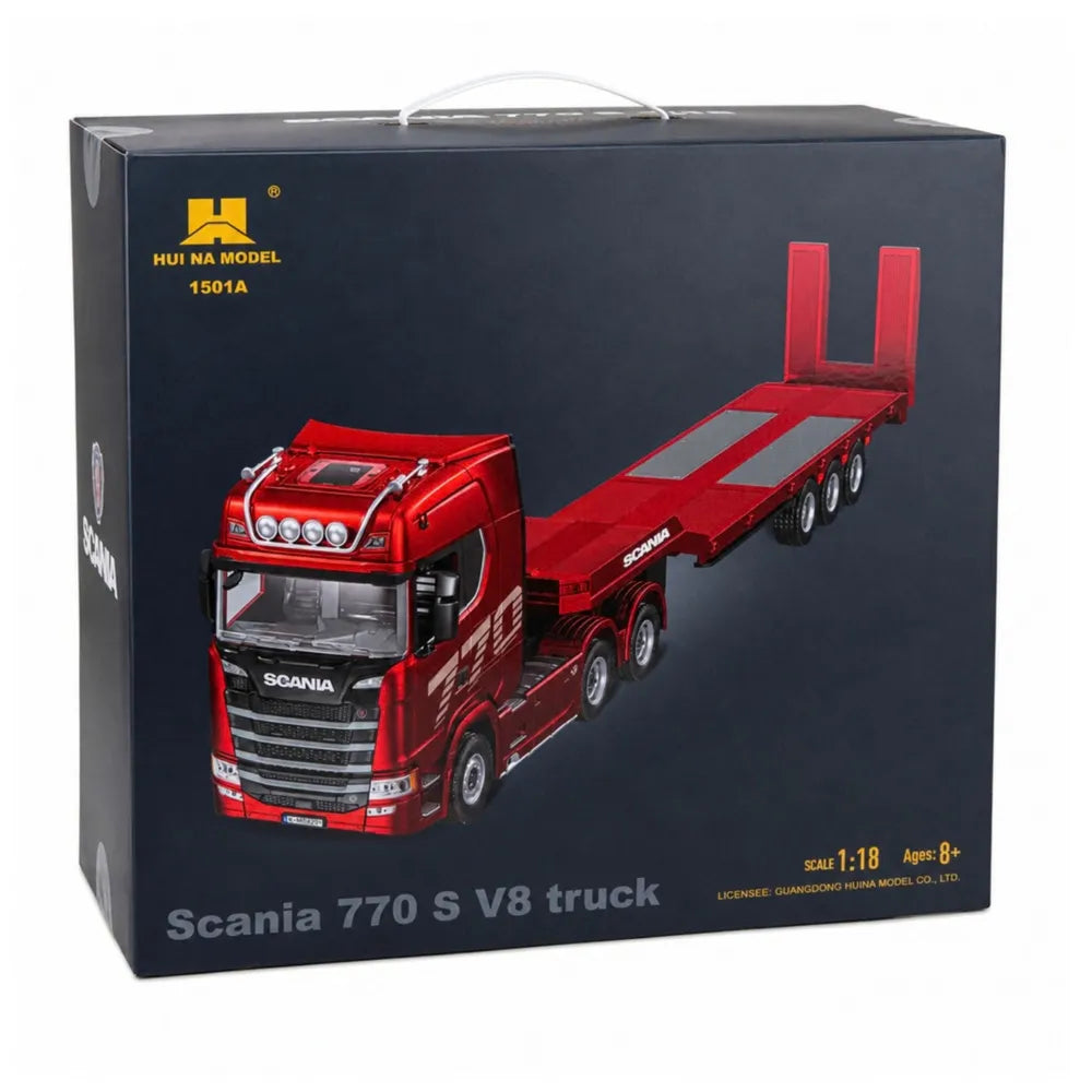 RC vilkikas Scania 770S su puspriekabe, 1:18, sidabrinis