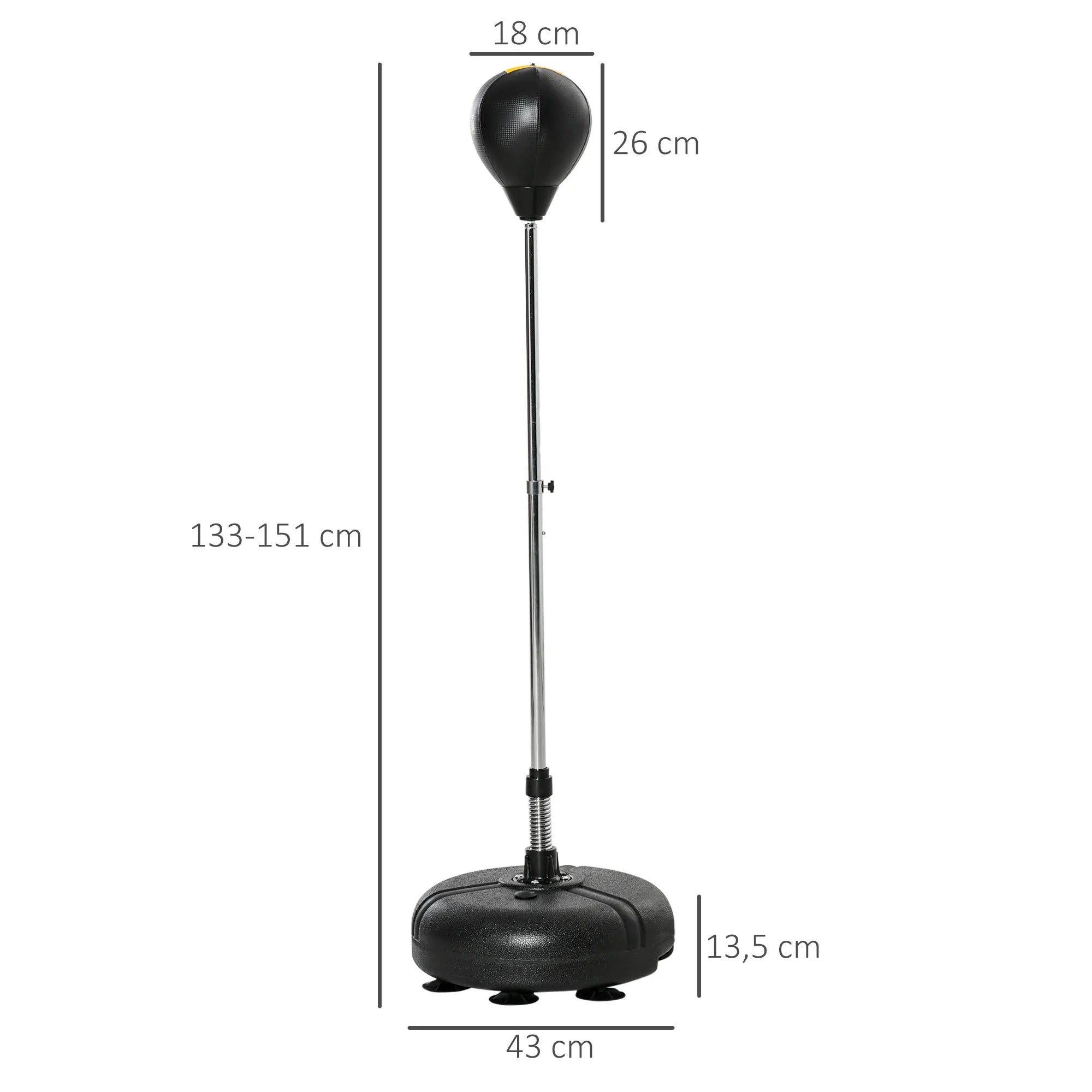 Reguliuojamas bokso kriaušės stovas, 133–151 cm, juodas