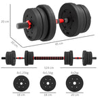 Reguliuojamas hantelių ir štangos komplektas 20 kg, juodas