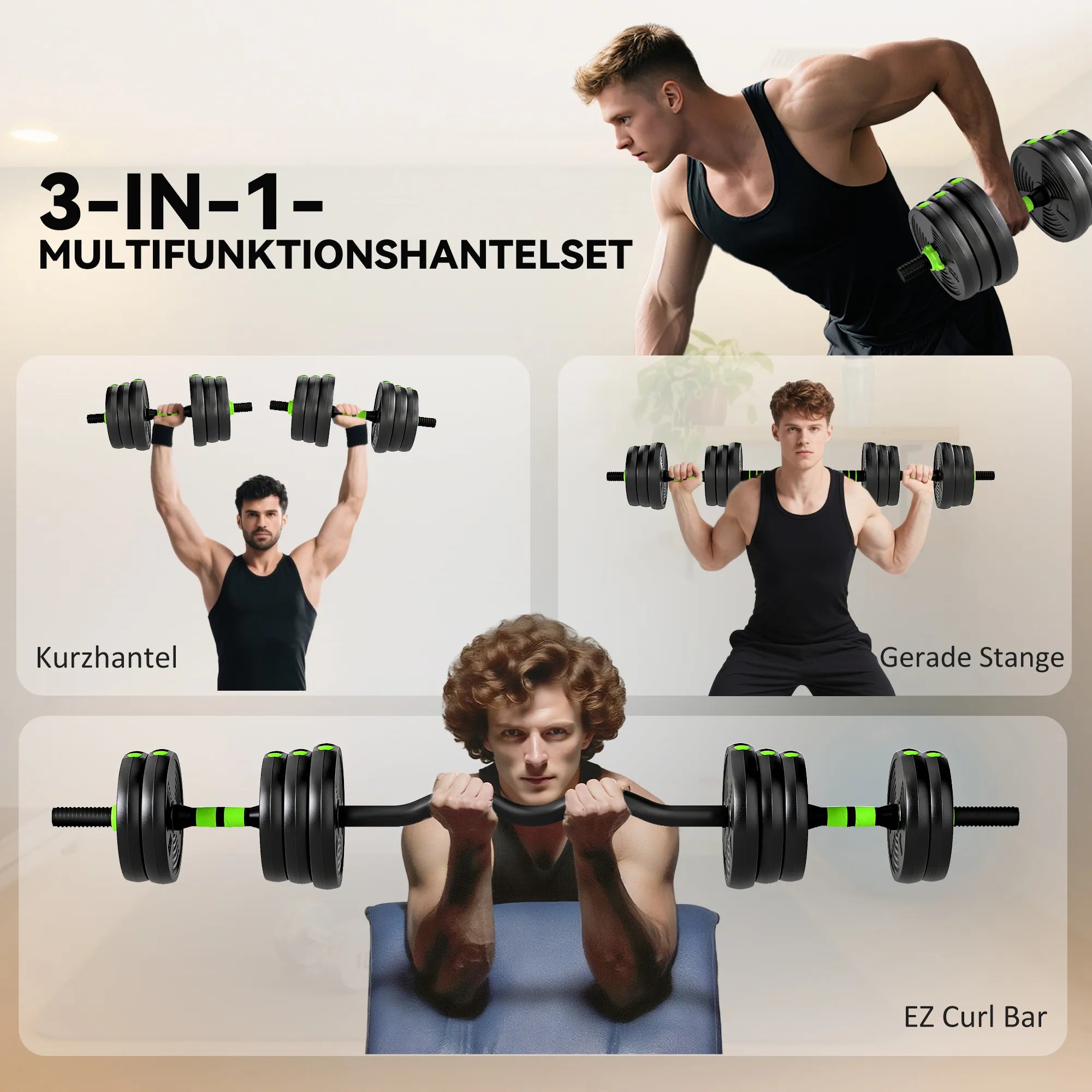 Reguliuojamas svarmenų komplektas 25 kg, žalias