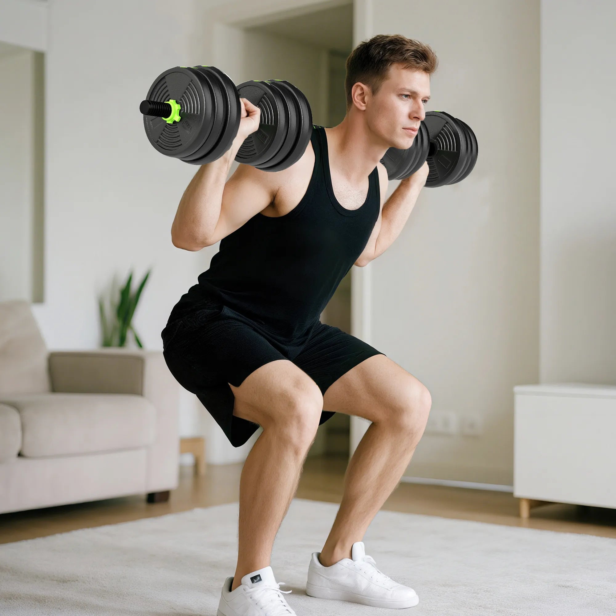 Reguliuojamas svarmenų komplektas 25 kg, žalias