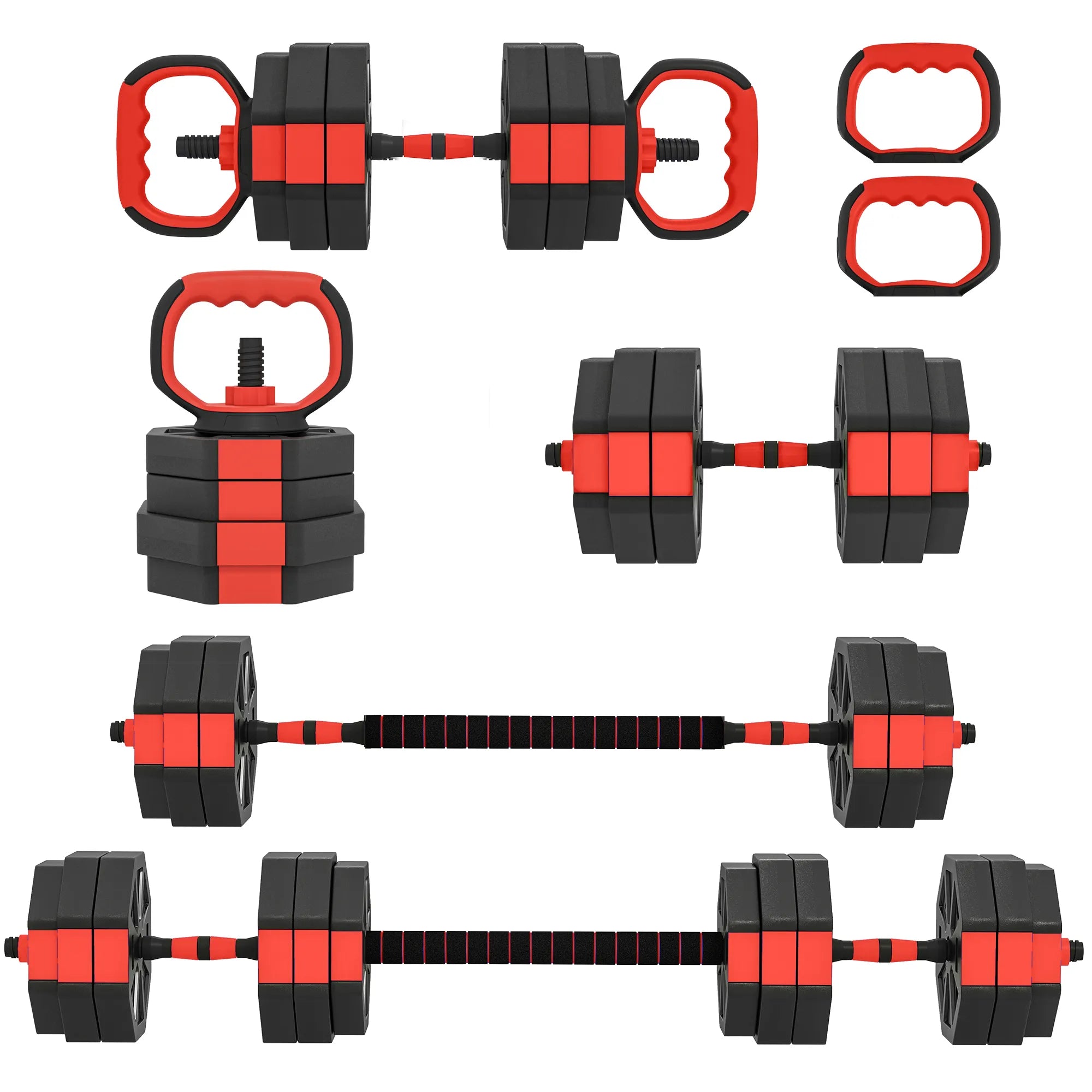 Reguliuojamas svarmenų rinkinys 6-in-1, 25 kg, raudonas