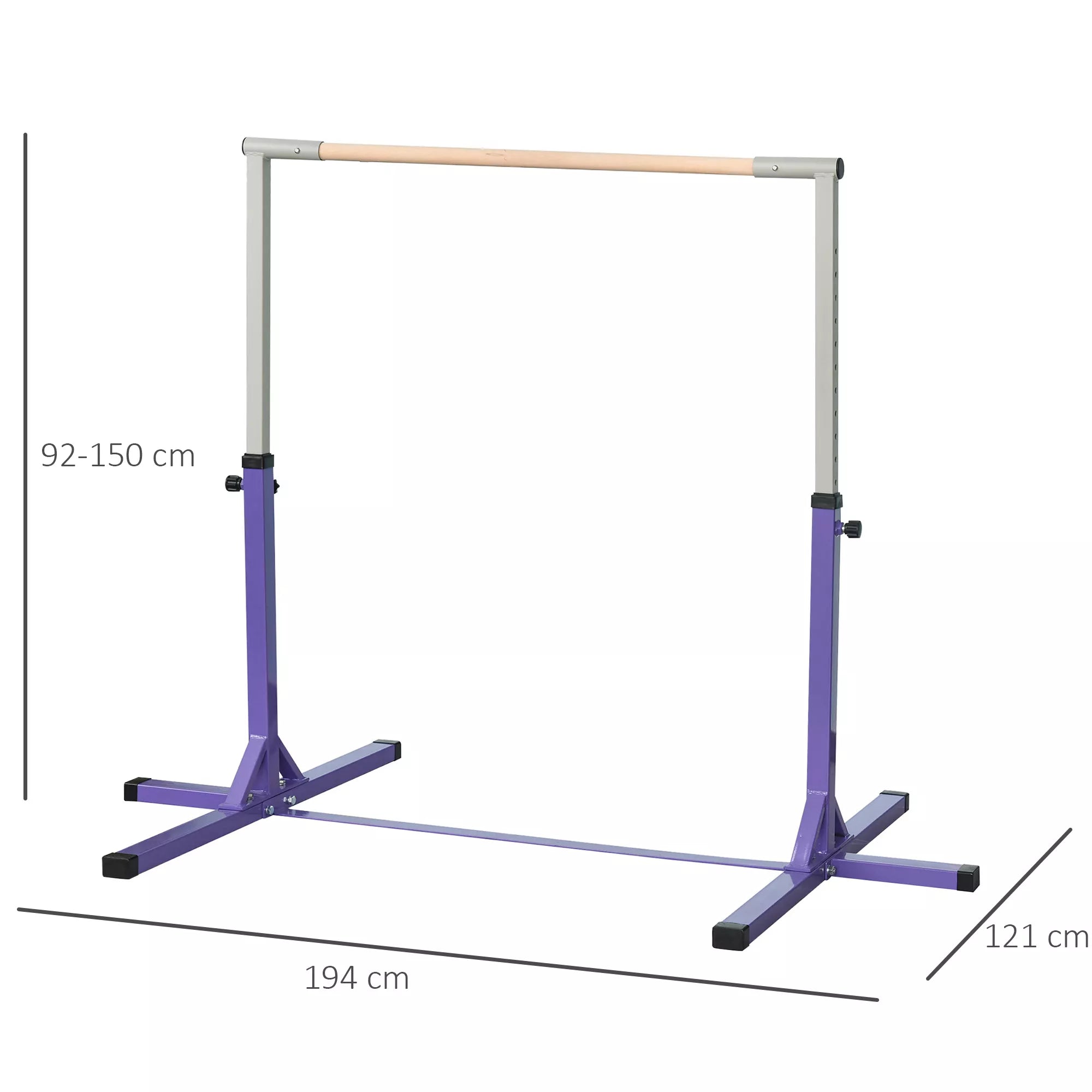 Reguliuojamo aukščio gimnastikos skersinis vaikams nuo 3 metų, violetinis