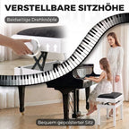 Reguliuojamo aukščio pianino suoliukas, baltas
