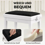 Reguliuojamo aukščio pianino suoliukas, baltas