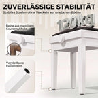 Reguliuojamo aukščio pianino suoliukas, baltas