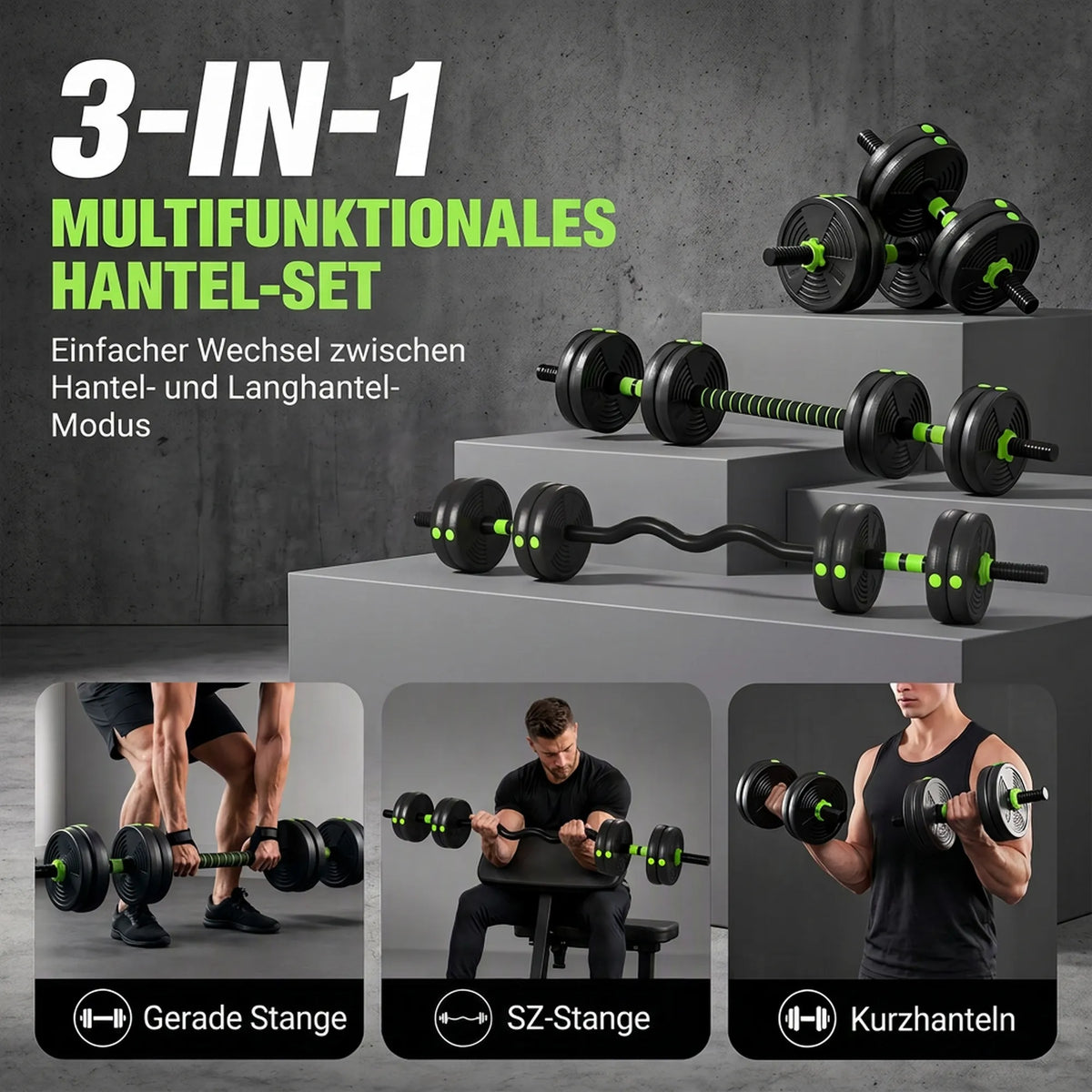Reguliuojamų hantelių rinkinys, 15 kg, jėgos treniruotėms
