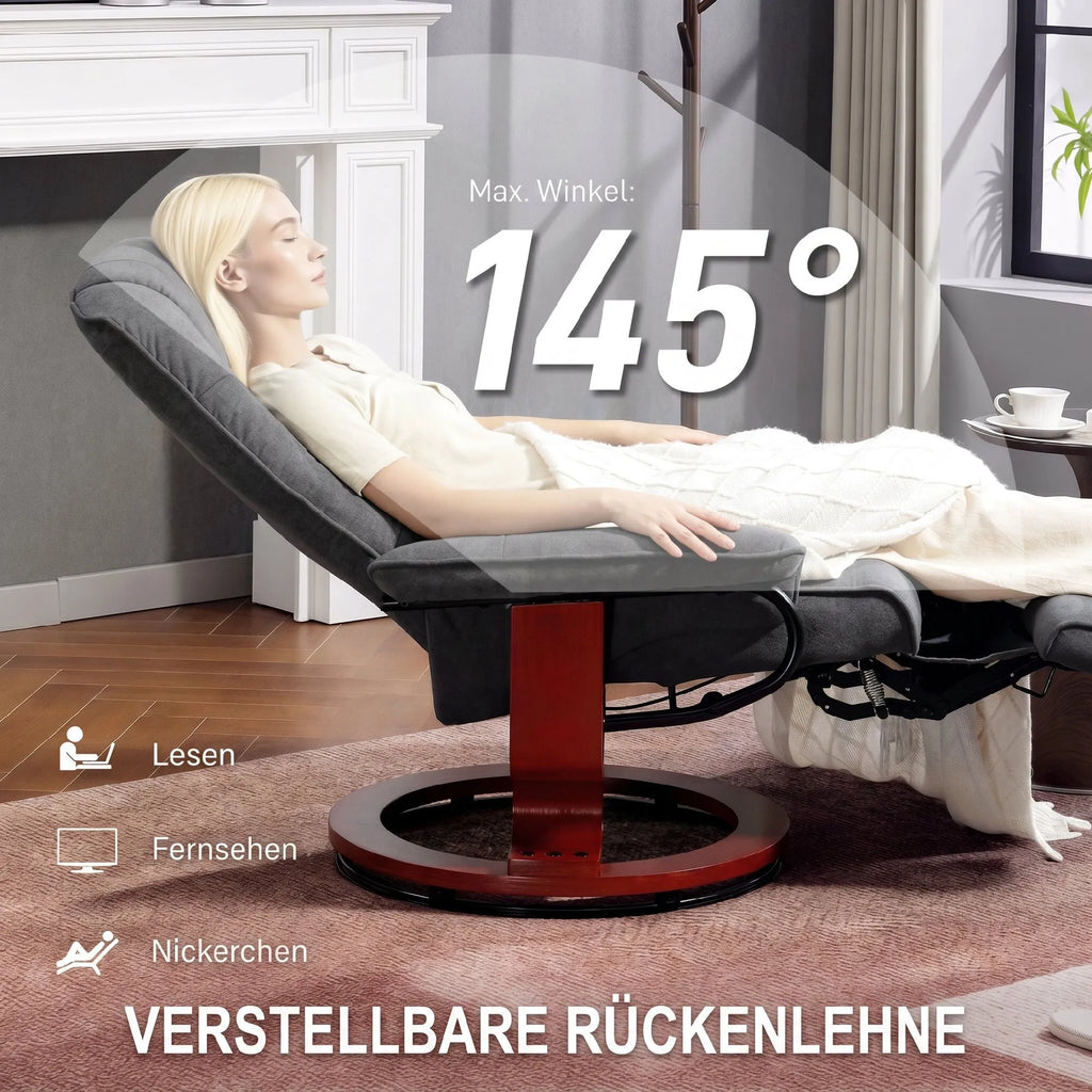Relaksacinis fotelis atlošiamas iki 145°, besisukantis, pilkas