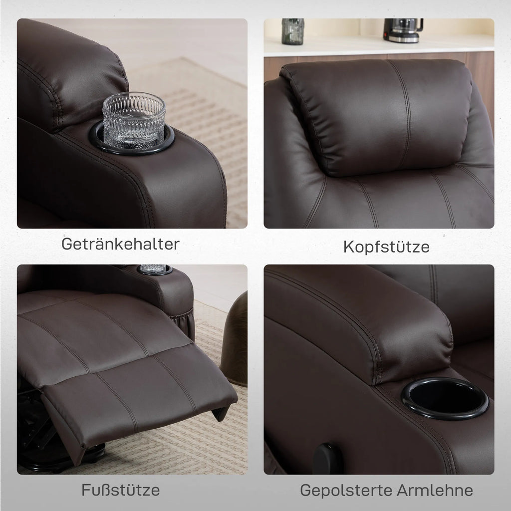 Relaksacinis krėslas su atsistojimo funkcija, elektrinis, iki 135 kg, rudas