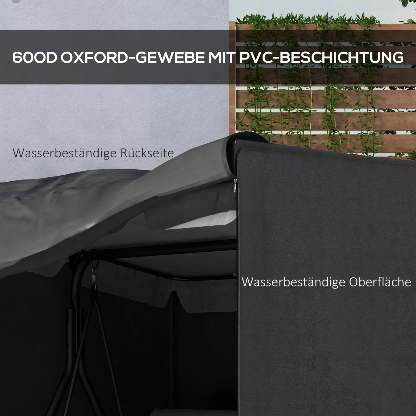 Sodo supynių uždangalas, apsauginis "holivudinių" supynių gaubtas, atsparus vandeniui, 177 x 114 x 152 cm, Pilkas