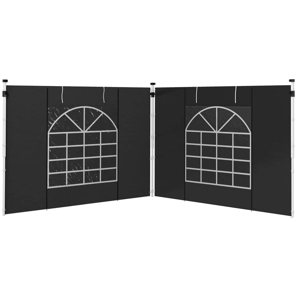 Šoninės sienos 3 x 3/ 3 x 6 m paviljonui, šoninės tentinės su langais, durimis, atsarginės sienos šventiniam palapinei, Oxford audinys, juodos spalvos