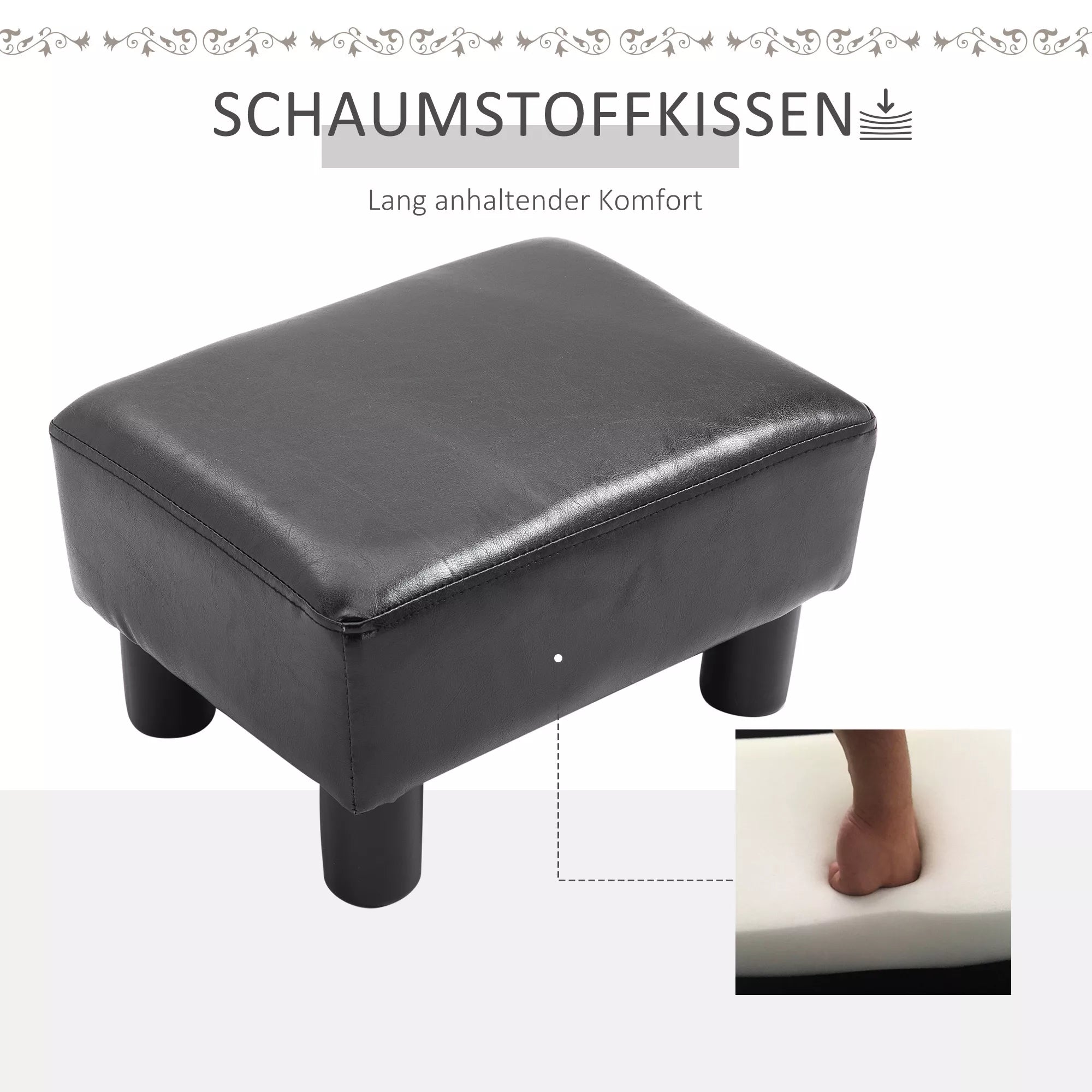 Juodo pufo porolono paminkštinimo detalė su žyma