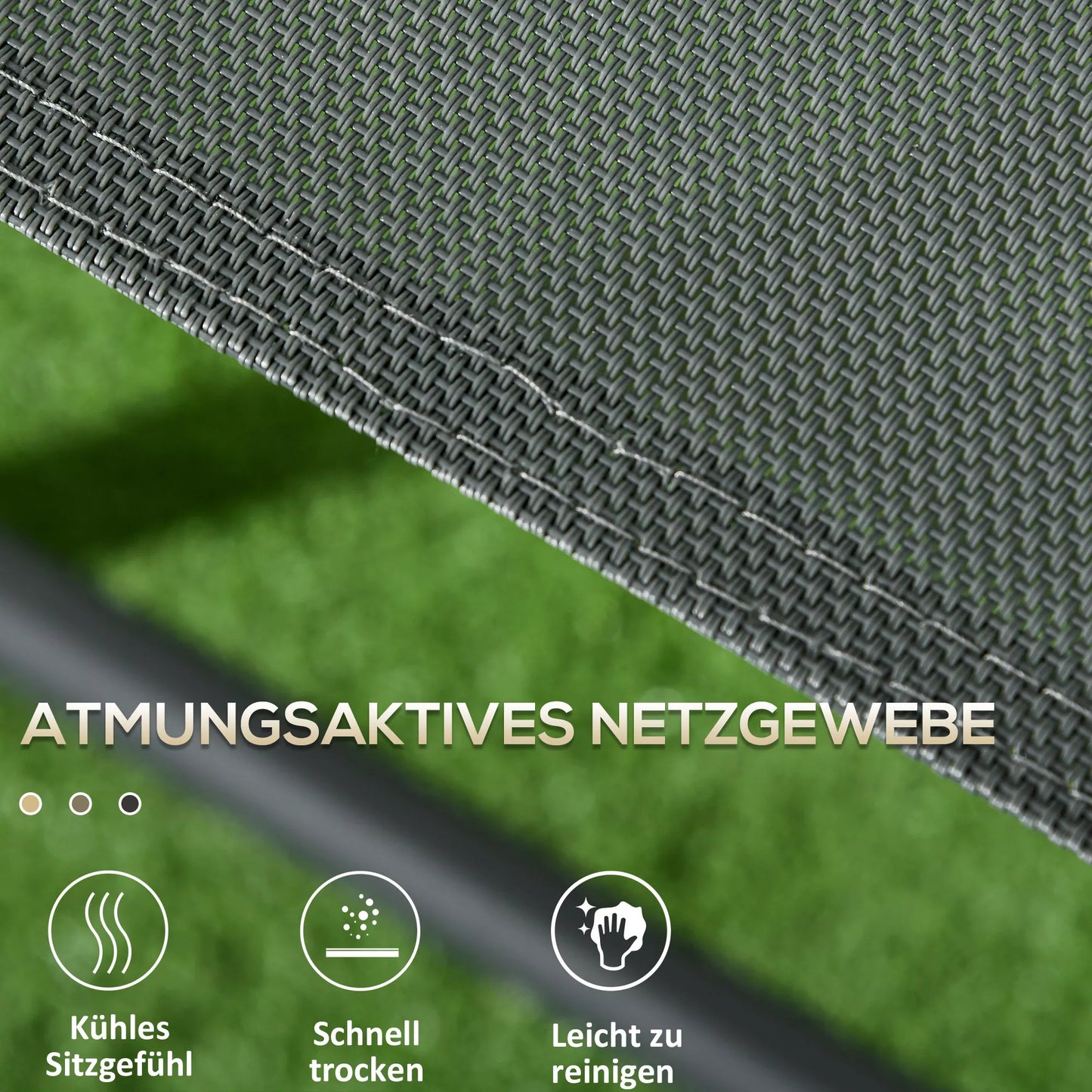 3 dalių bistros komplektas iš metalo, atsparus oro sąlygoms, sodo baldų komplektas su sulankstomu stikliniu staliuku ir sodo kėdėmis, tamsiai pilkos spalvos