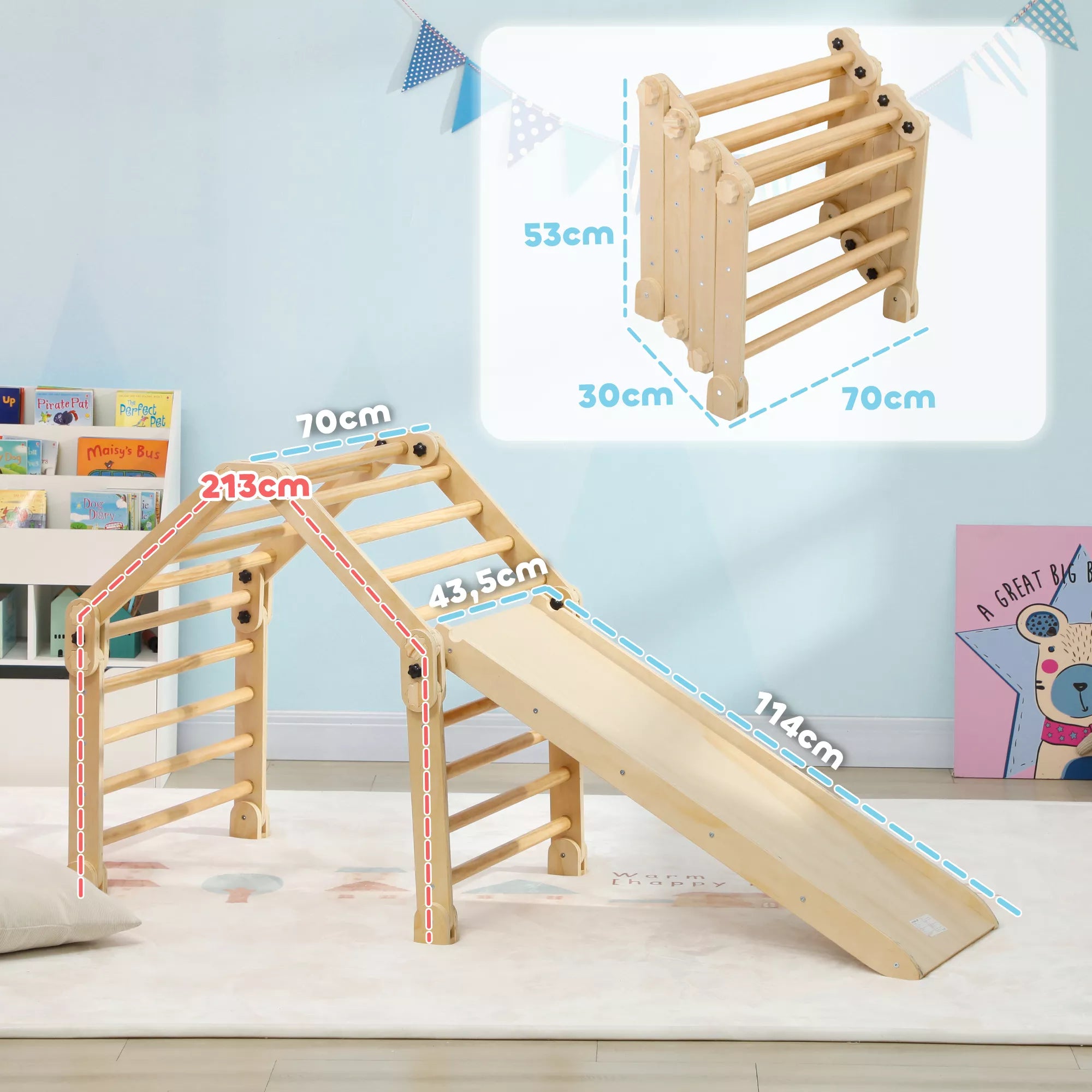 Vaikiškas žaidimų kompleksas Lykto 3-in-1, sulankstomas, 1,5-4 metų vaikams, daugiaspalvis
