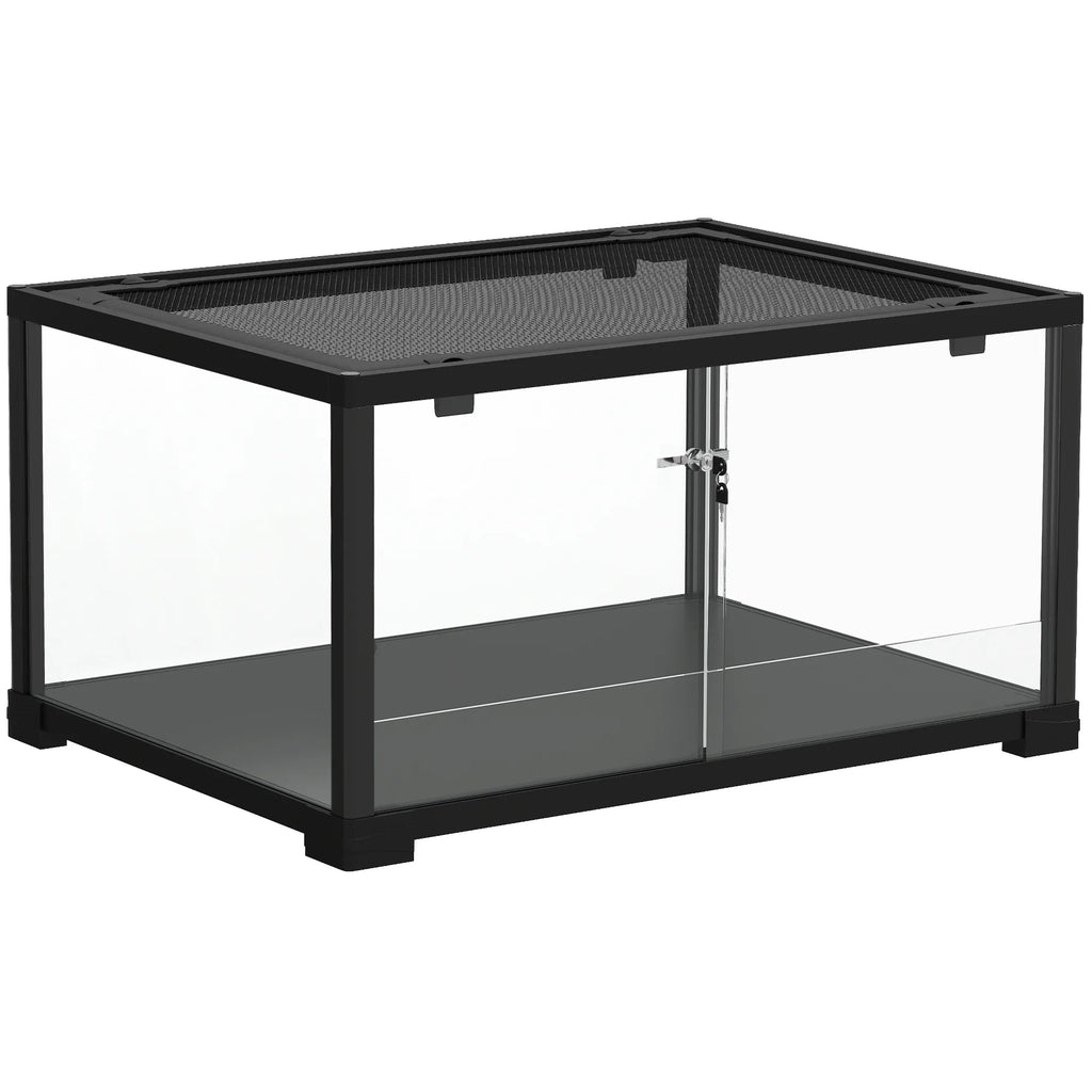 Roplių terariumas su stumdomomis durelėmis, 86 l, juodas, 60 x 45 x 32 cm