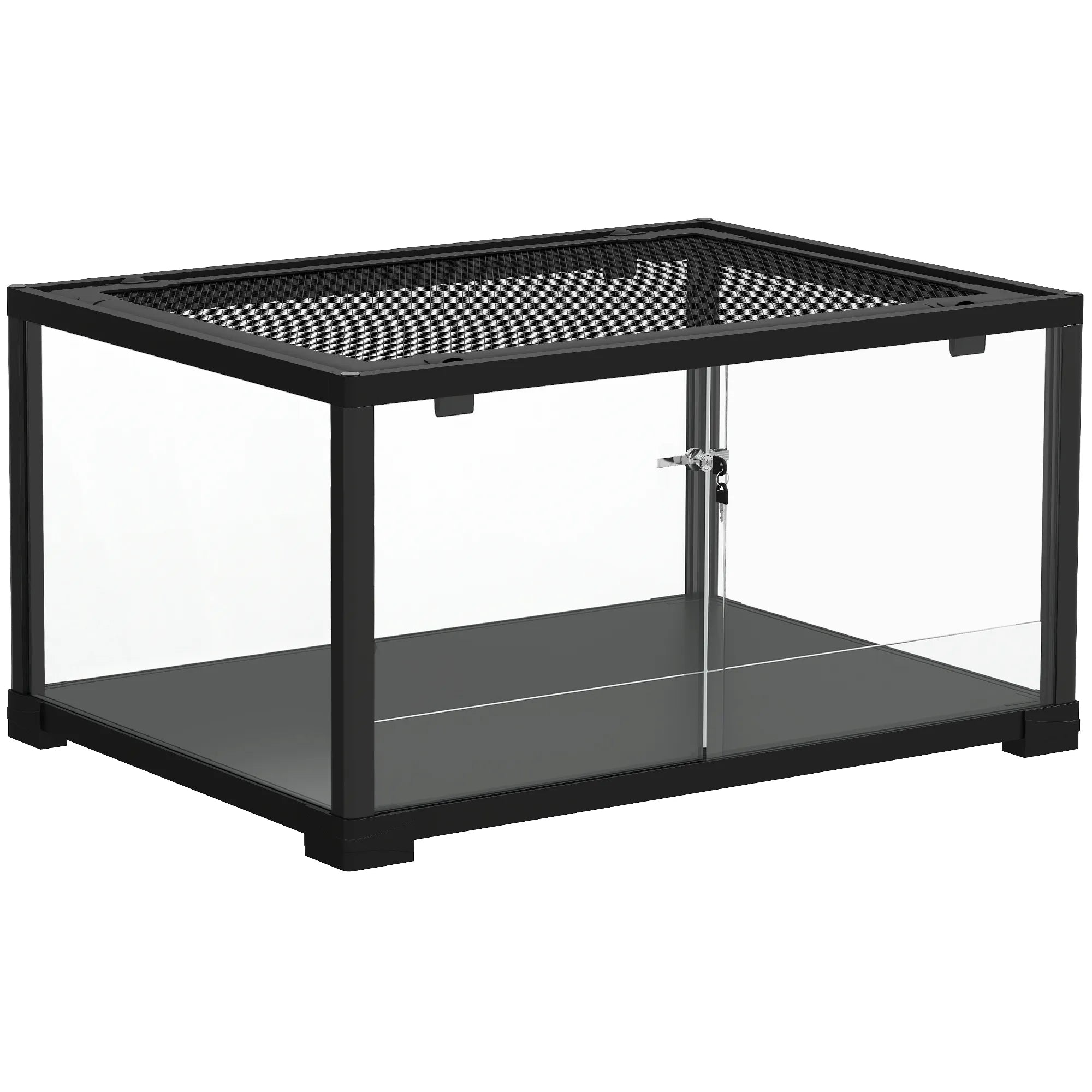 Roplių terariumas su stumdomomis durelėmis, 86 l, juodas, 60 x 45 x 32 cm