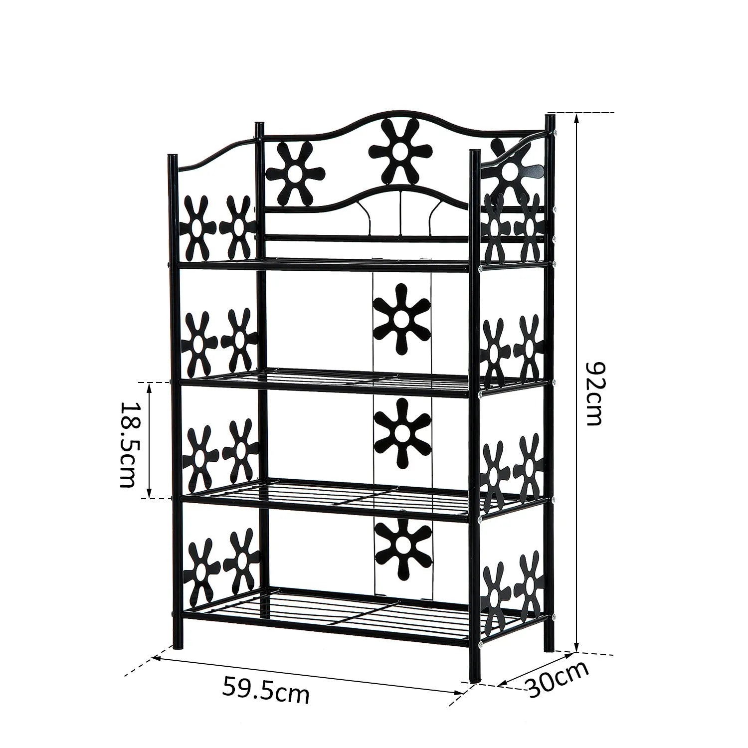 Schema su lentynėlės matmenimis: 59,5 × 30 cm, aukštis 92 cm