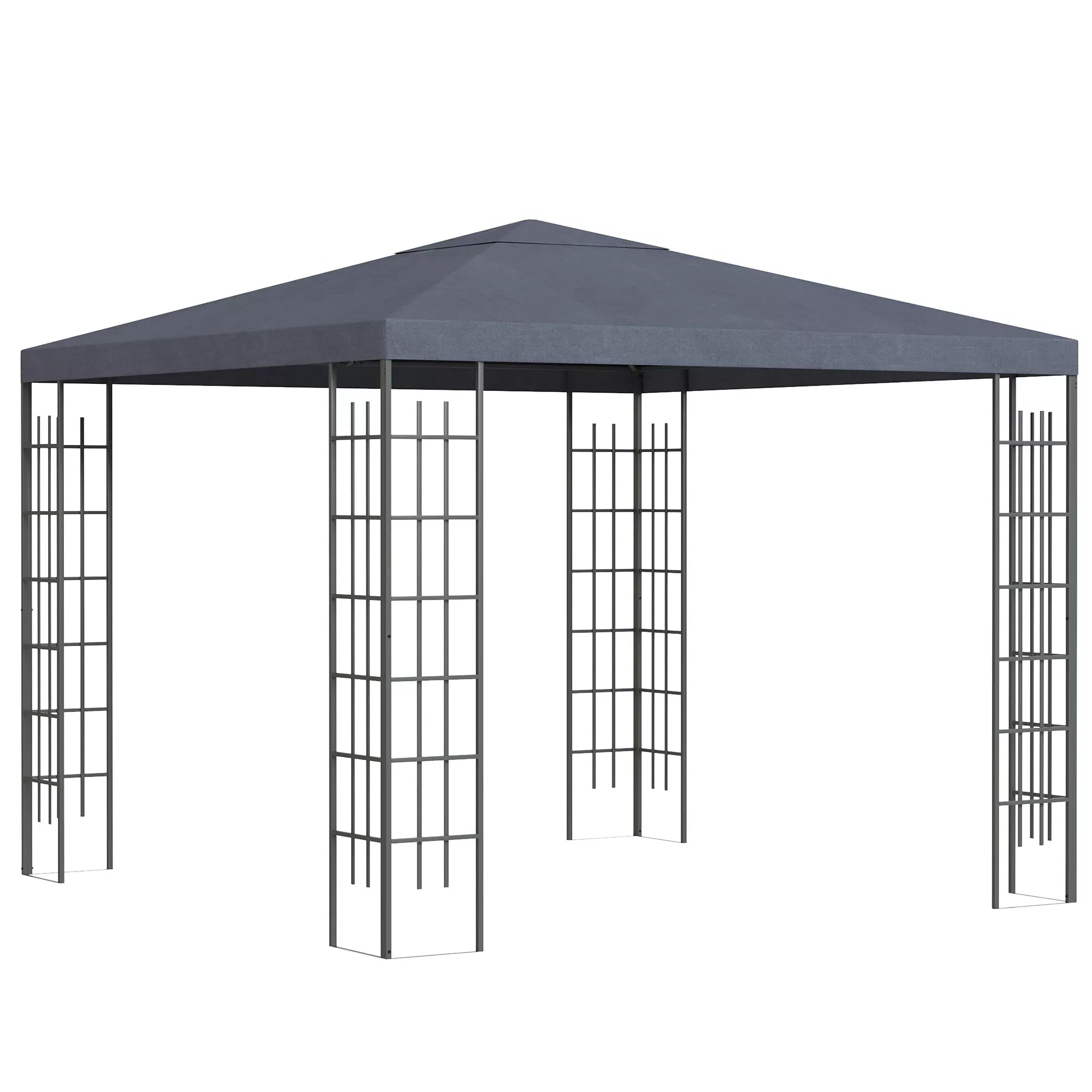 Sodo paviljonas 2,95 x 2,95 m Paviljonas Sodo palapinė Šventinė palapinė Vakarėlių palapinė Plienas Poliesteris Pilka