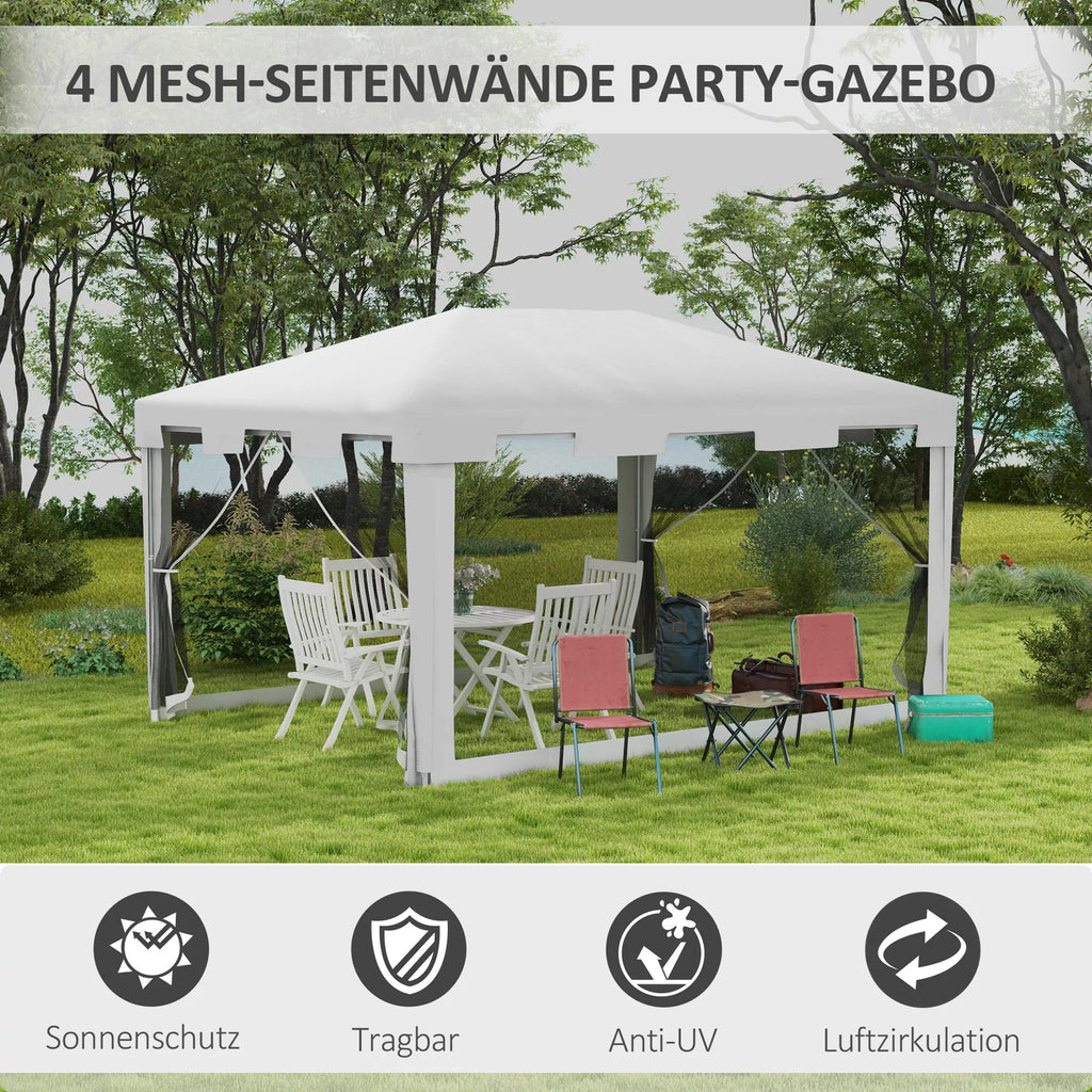 Sodo paviljonas 3 x 3 m, atsparus oro sąlygoms, sulankstomas, 395 cm x 295 cm x 255 cm, baltas