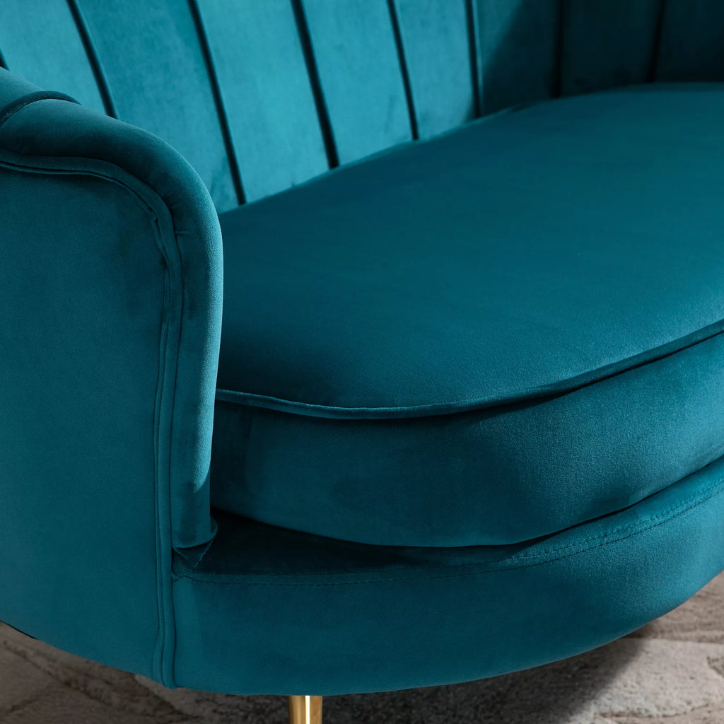2 vietų sofa, kušetė, minkšta sofa, aksominė išvaizda, dviguba sofa, atlaiko iki 150 kg svorį, 130 x 77 x 77 cm, tamsiai žalia
