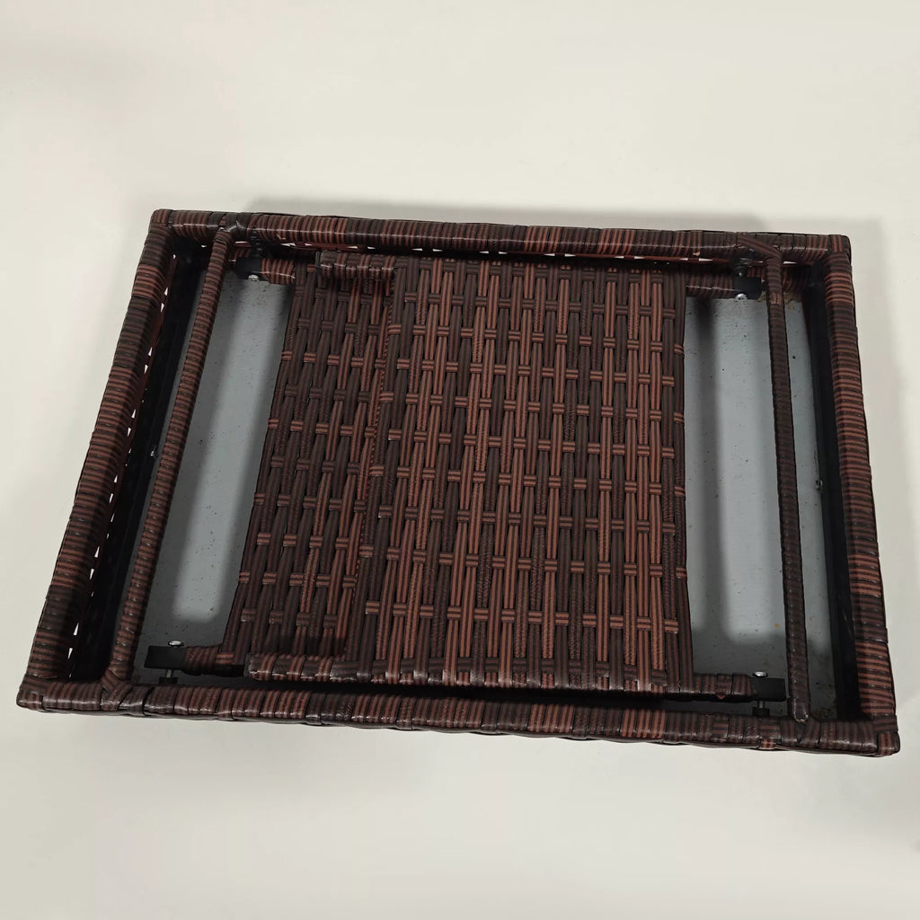 Sodo stalas Lauko kavos stalas Lauko pagalbinis stalas, PE rotangas, atsparus atmosferos poveikiui, 60 cm x 41 cm x 41 cm,  rudas