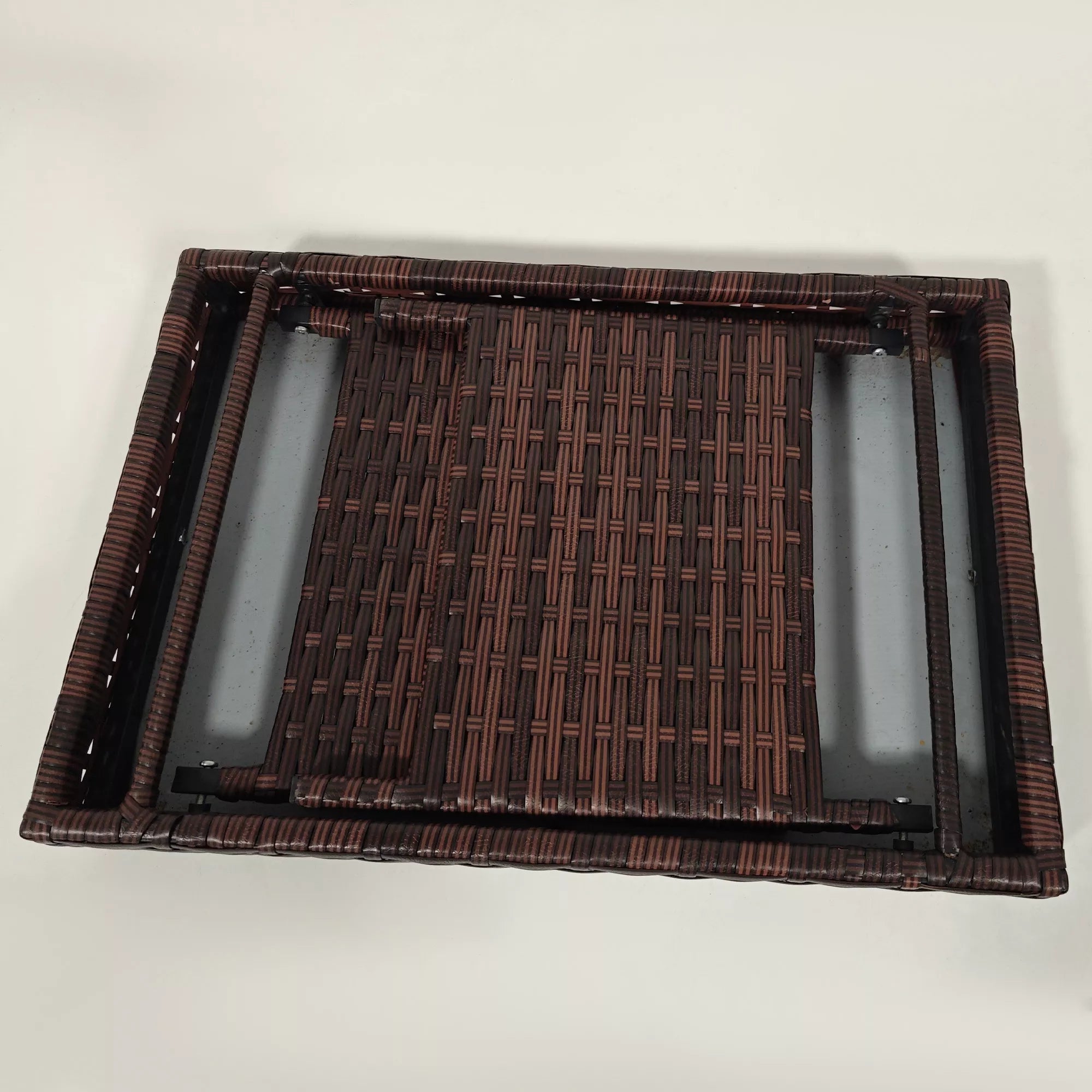 Sodo stalas Lauko kavos stalas Lauko pagalbinis stalas, PE rotangas, atsparus atmosferos poveikiui, 60 cm x 41 cm x 41 cm,  rudas