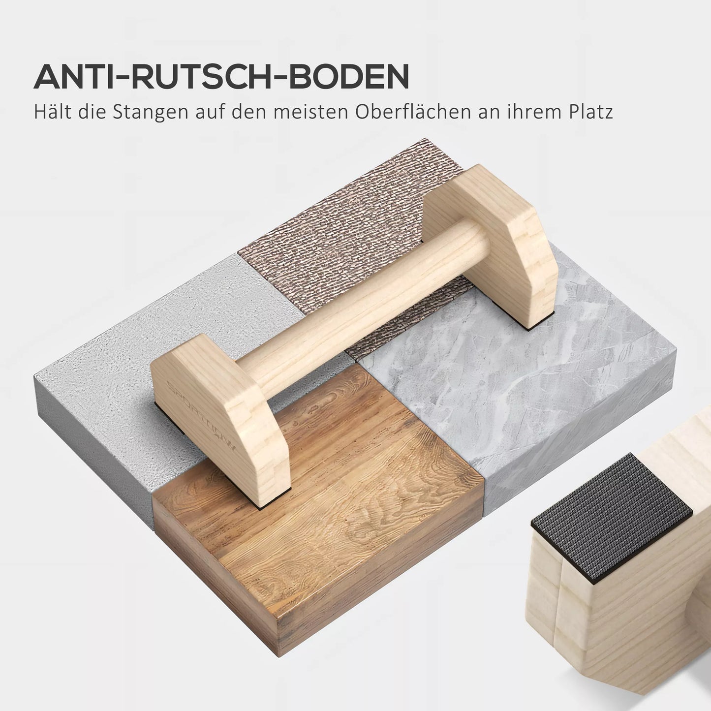 Atspaudimo strypai (Push Up Bars) 2 vnt. komplektas, tvirti ir neslystantys, iki 120 kg, buko mediena, 30x13x10cm, natūralūs