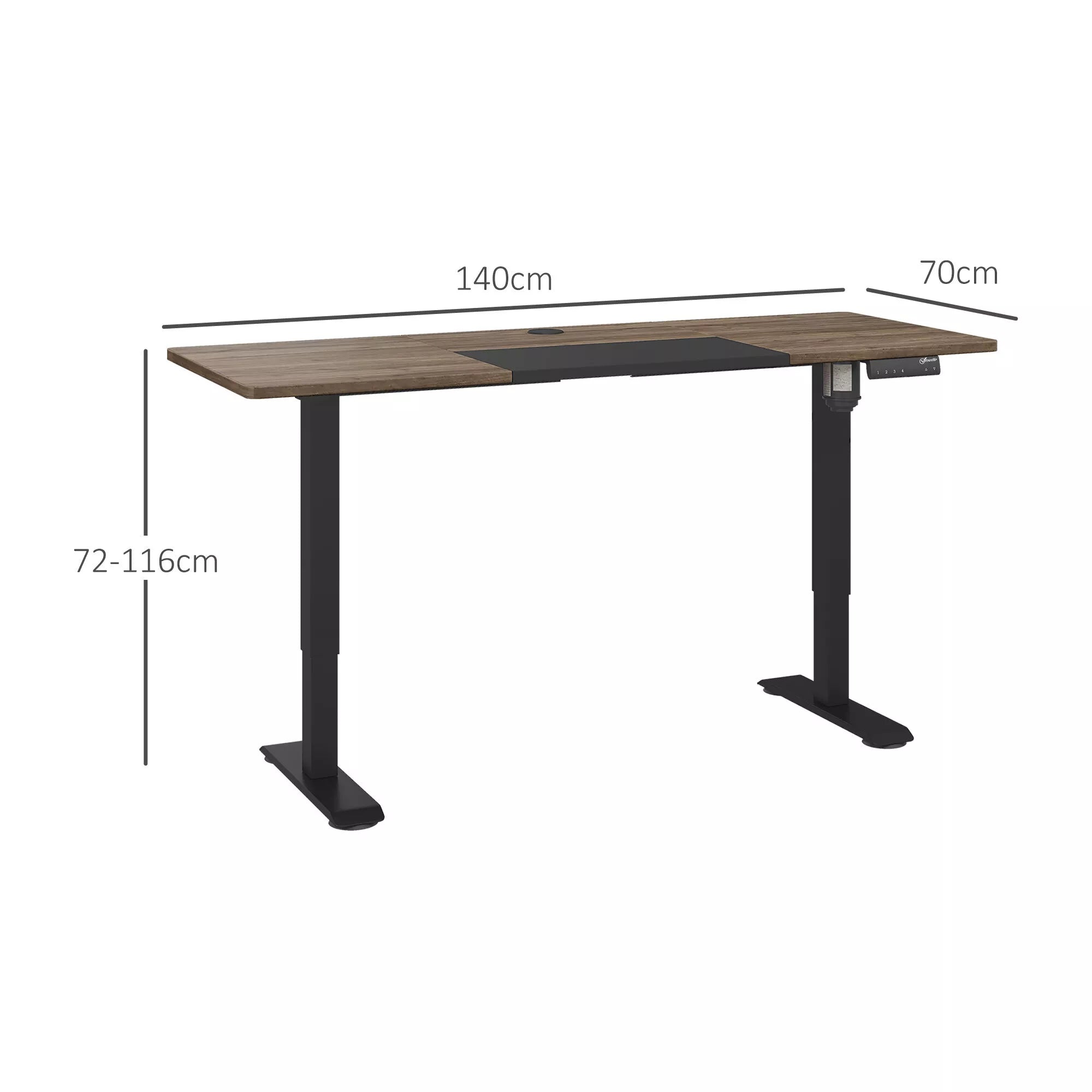 Aukščio reguliuojamas stalas Elektrinis 140 x 70 cm Kompiuterio stalas su 4 atminties valdymo funkcijomis, 4 dalių stalviršis, stovimojo-sėdimojo stalo su apsauga nuo susidūrimo, apsauga nuo perkaitimo Juodas