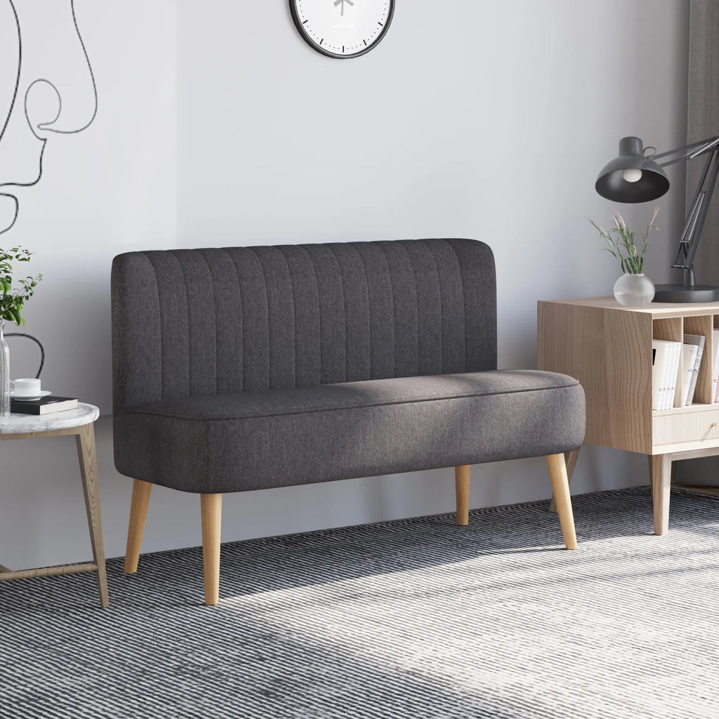 Dvivietė sofa, minkšta kušetė su lengvai prižiūrimu audiniu, tekstilė ir medis, 117x56,5x77 cm, tamsiai pilka
