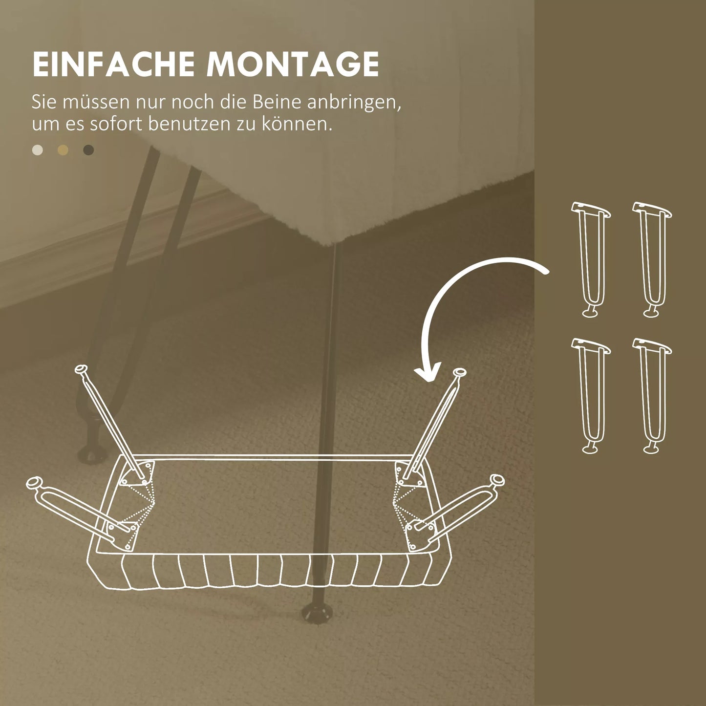 Sėdimoji vieta, dygsniuota sėdynė, dirbtinio kailio apmušalas, metalinės kojos, iki 120 kg, 82x30x47 cm, kreminės baltos/juodos