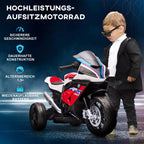 Motociklo infografika su vaiku ir savybių piktogramomis