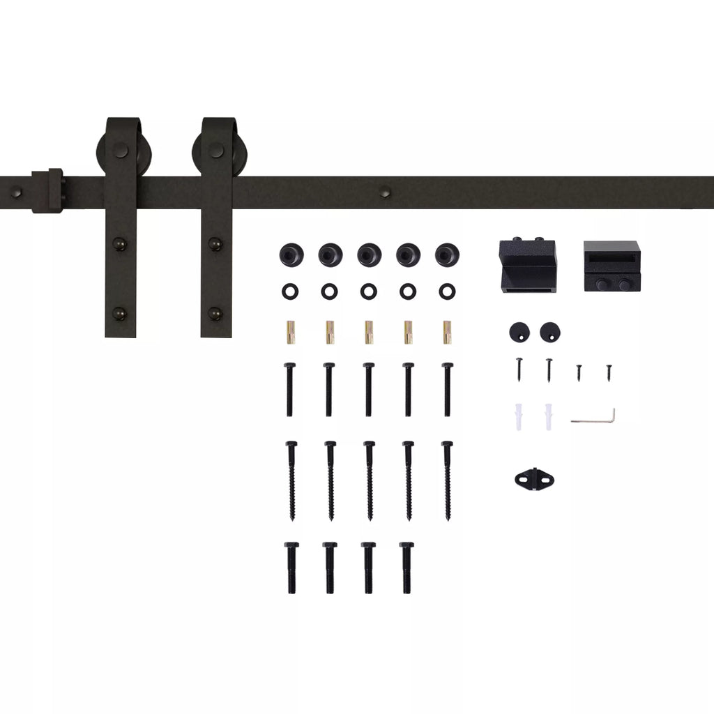 Stumdomų durų bėgelių sistema, iki 100 kg apkrova, metalas, 2 m, juoda