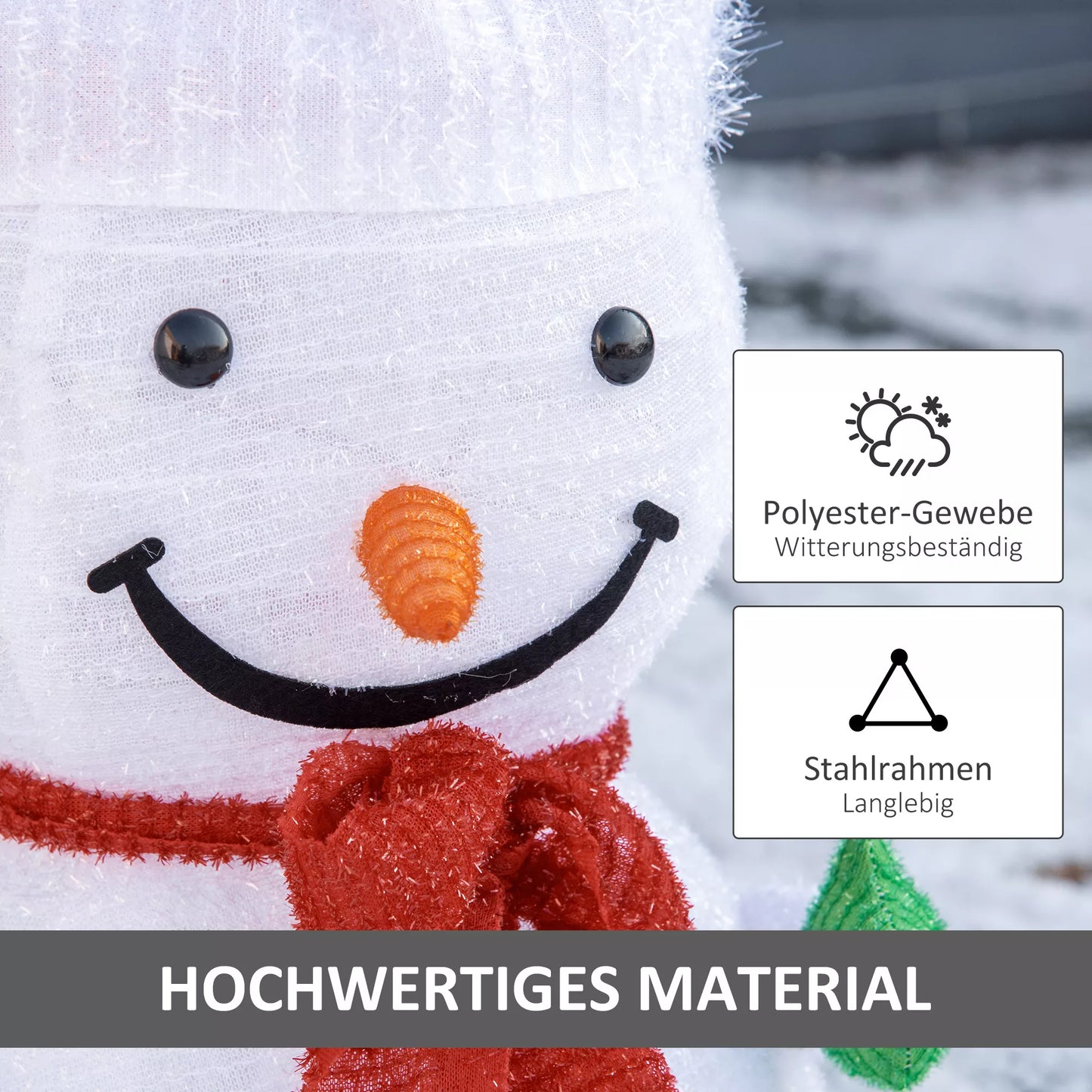 Outsunny Kalėdinė dekoracija Sniego senis laukui. Kalėdinė puošmena su LED apšvietimu, įsk. LED, 30 cm x 30 cm x 51 cm, Raudona+Balta