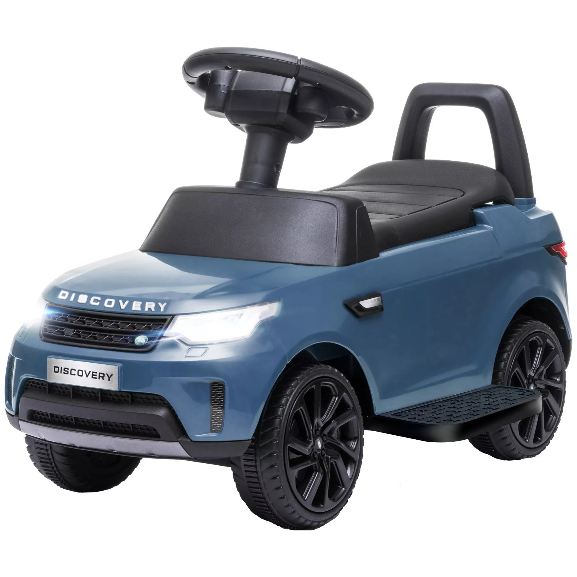 Elektrinis vaikų automobilis 6 V, „Land Rover“, važiavimo/stumimo režimas, žibintai, muzika, šviesiai mėlynos spalvos