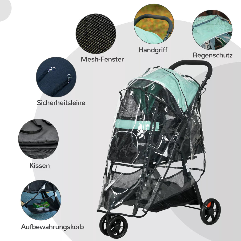 Vežimėlio informacinė grafika apie tinklelio langelius ir priedus