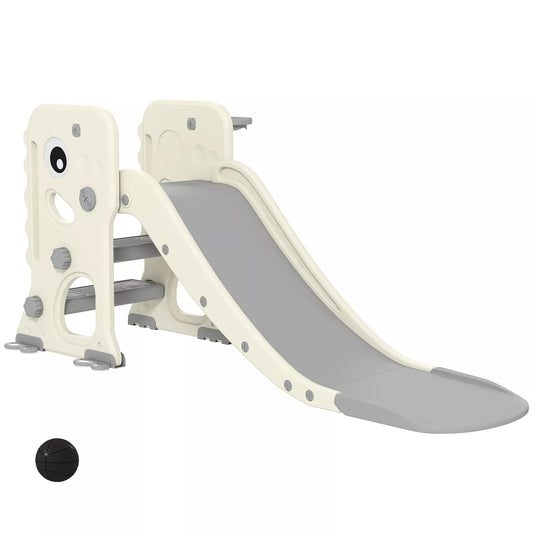 3in1 vaikiška čiuožykla su laipiojimo aikštele, krepšinio lanku ir kamuoliu, sulankstoma vidinė mažylių čiuožykla vaikams nuo 2 iki 5 metų
