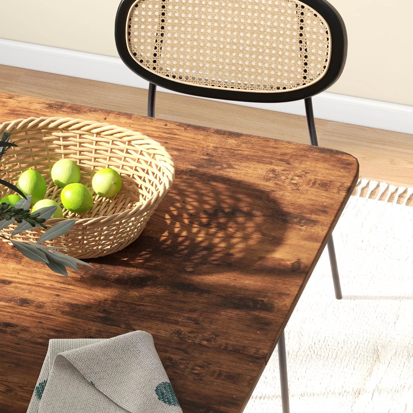 Sulankstomas valgomojo stalas, Mobilus sulankstomas stalas 6 žmonėms, su lentyna, atlaiko iki 50 kg, 130 x 80 x 74 cm, raudonai rudos spalvos