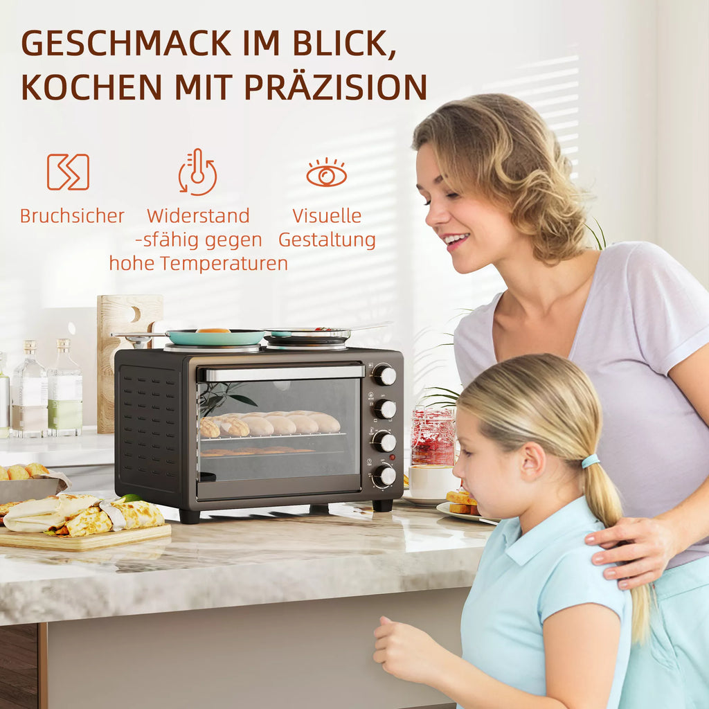 Mini orkaitė su kaitlentėmis 28 l, 2600 W, juoda