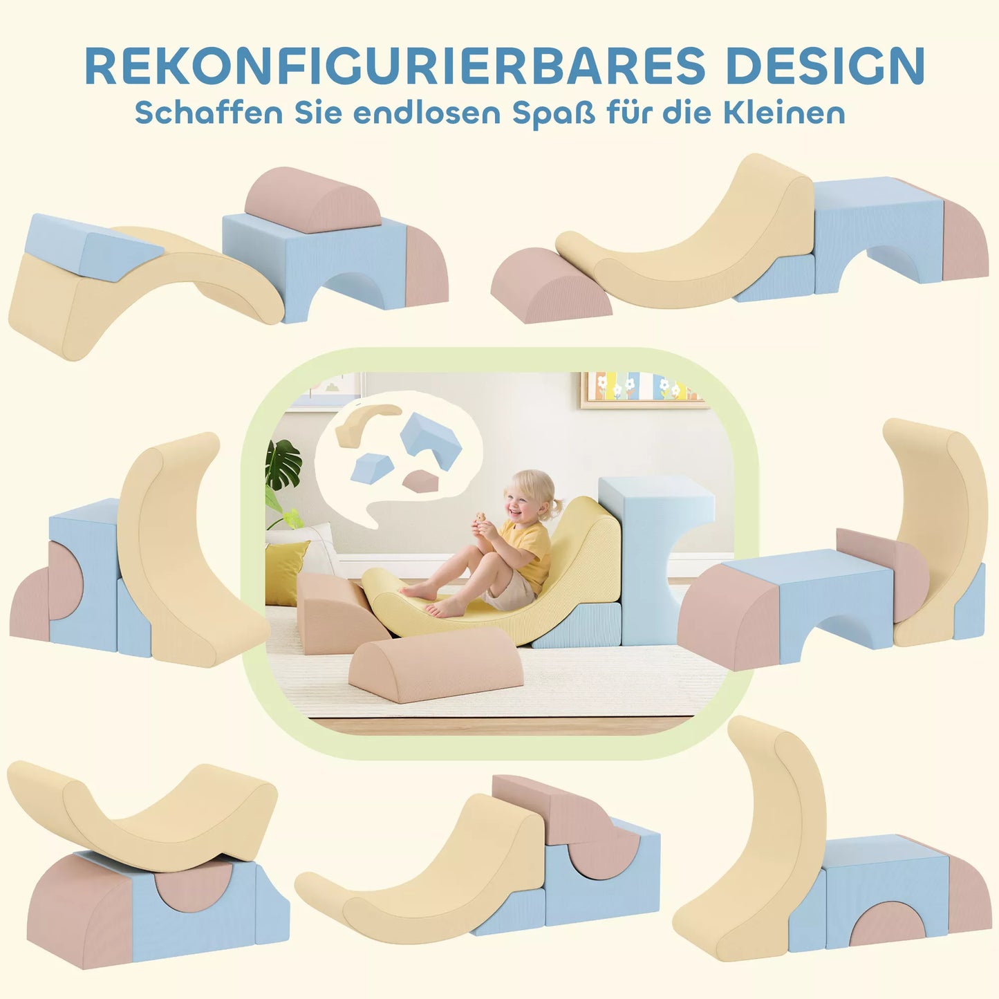 5 vnt. putų lipimo blokų rinkinys, apmuštas aksomu, lengvas, skirtas statyti, ropinėti, lipti, spalvotas