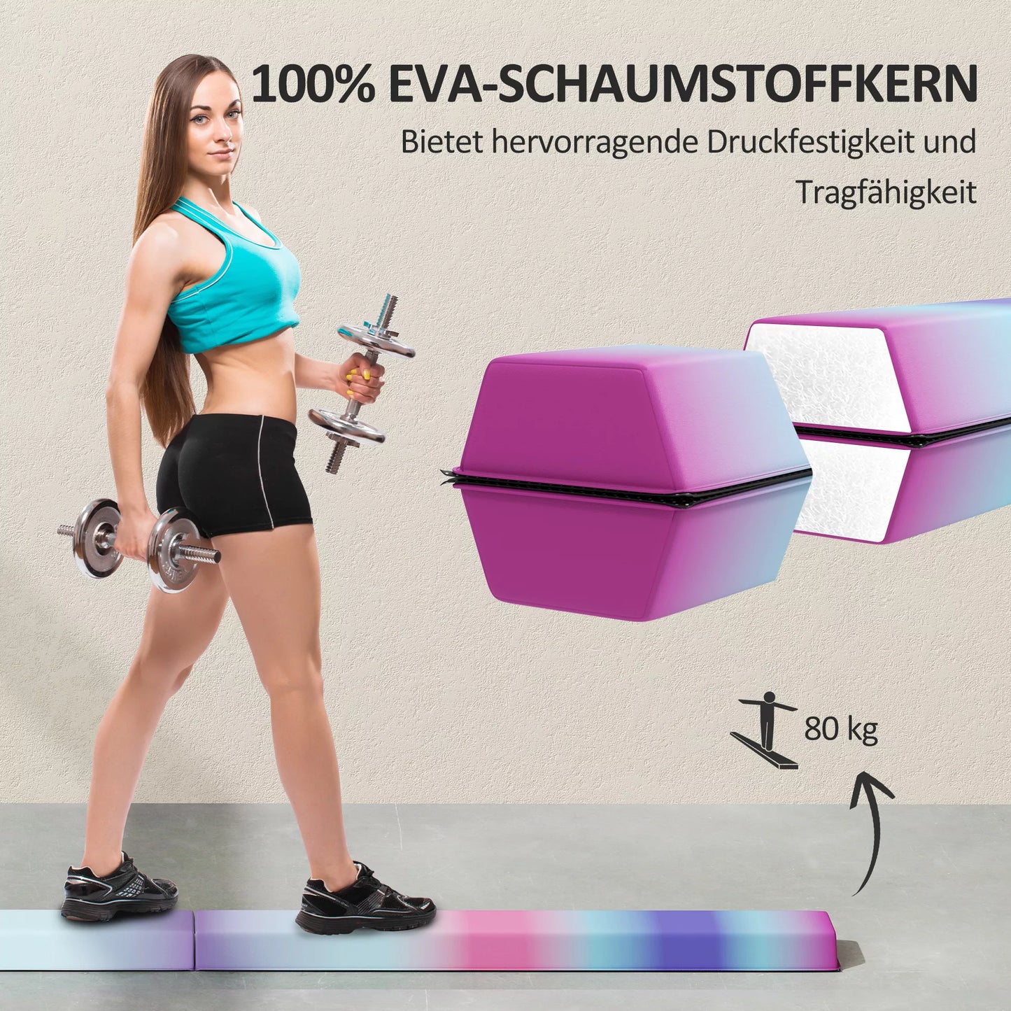 Balansinis tiltelis 2,4 m, sulankstomas, neslystantis pagrindas, nuo 3 metų, iki 80 kg, kelių spalvų