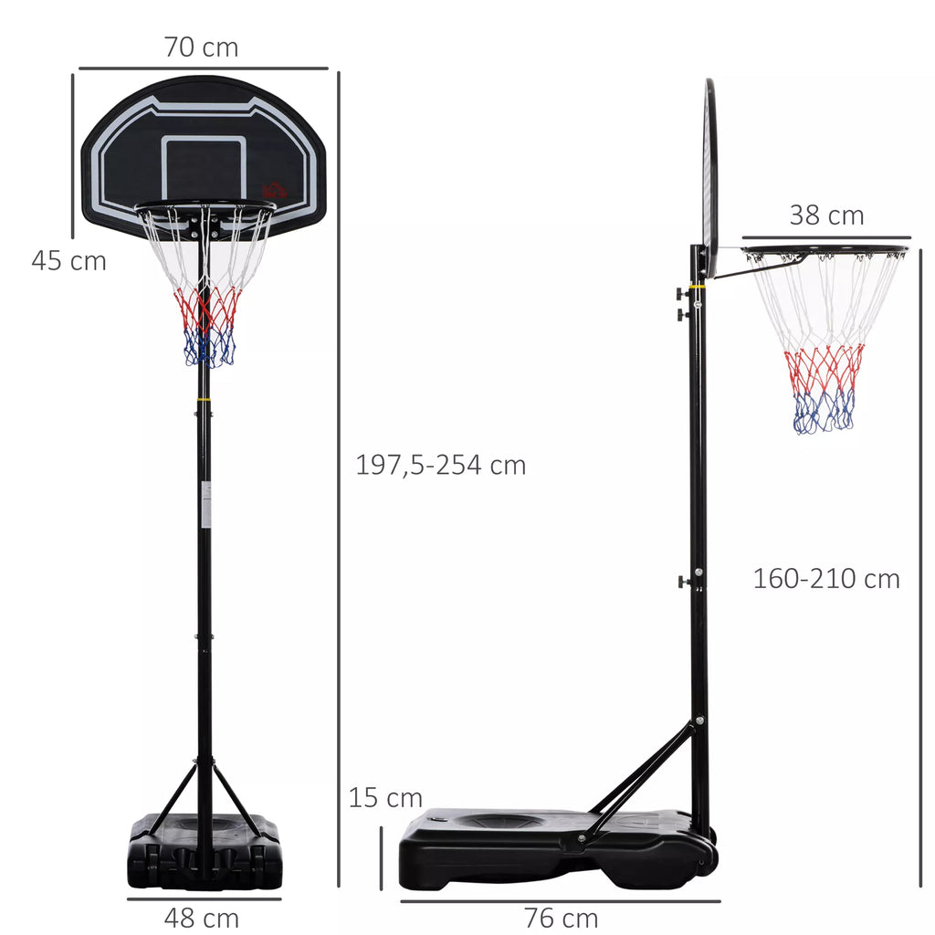 Lauko krepšinio stovas paaugliams, reguliuojamo aukščio 160–210 cm, su ratukais
