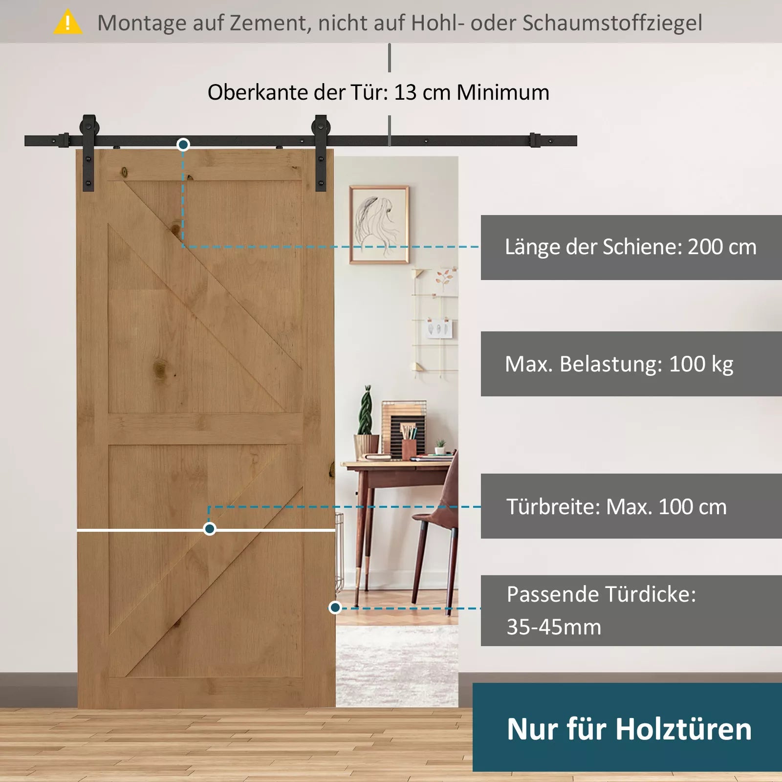 Stumdomų durų bėgelių sistema, iki 100 kg apkrova, metalas, 2 m, juoda