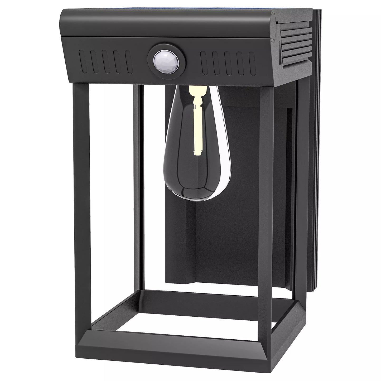 Lauko saulės šviestuvas, atsparus purslams, su judesio jutikliu, 14 cm x 24 cm x 24 cm, Juodas