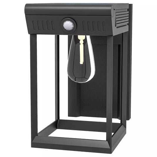 Lauko saulės šviestuvas, atsparus purslams, su judesio jutikliu, 14 cm x 24 cm x 24 cm, Juodas