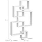Matmenų schema: lentyna 86 cm aukščio, 49,5 cm pločio, gylis 10,2 cm