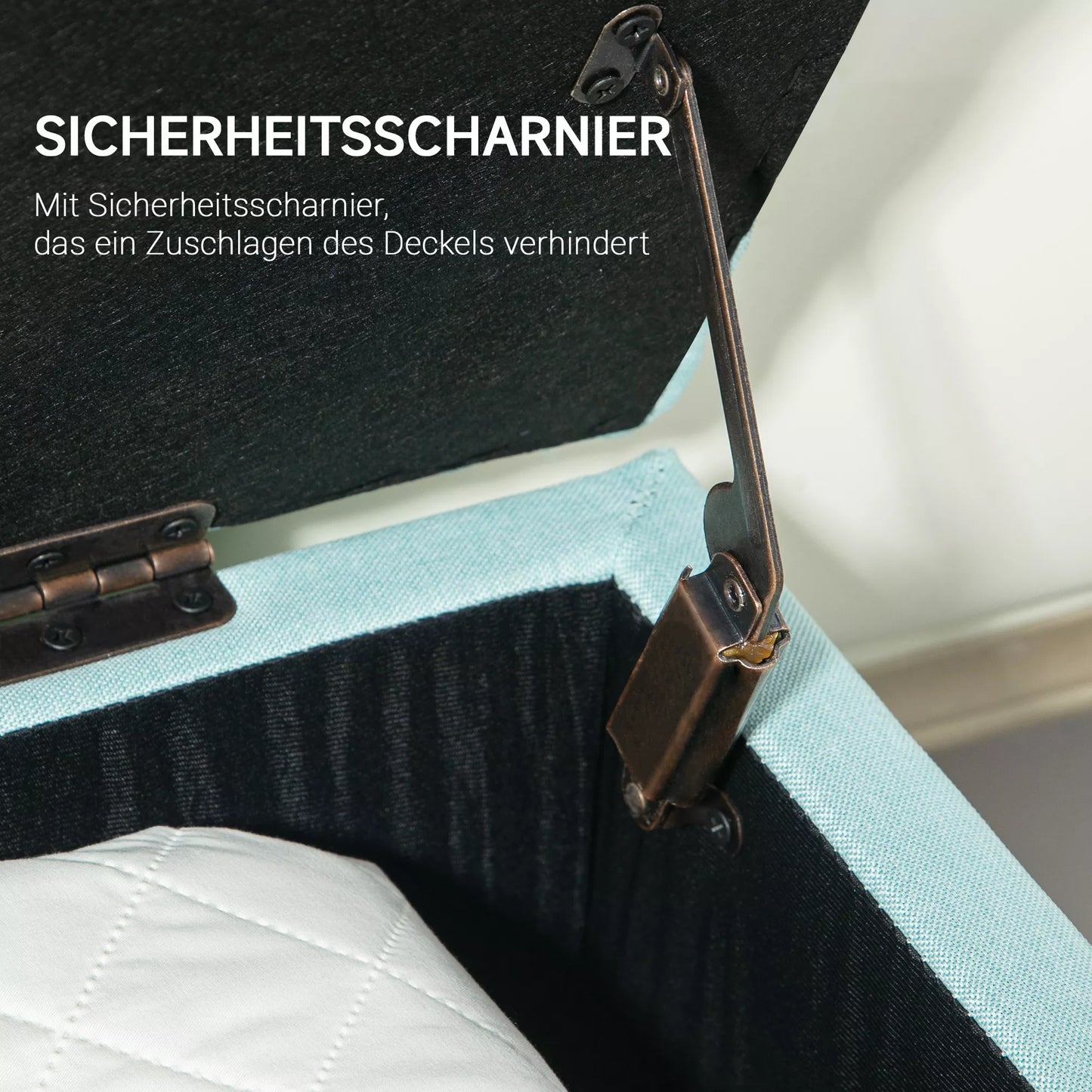 Sėdynė, minkštas suolas su daiktadėže, lininio tipo poliesteris, kaučiukmedžio mediena, 100 x 40 x 44 cm, žalia