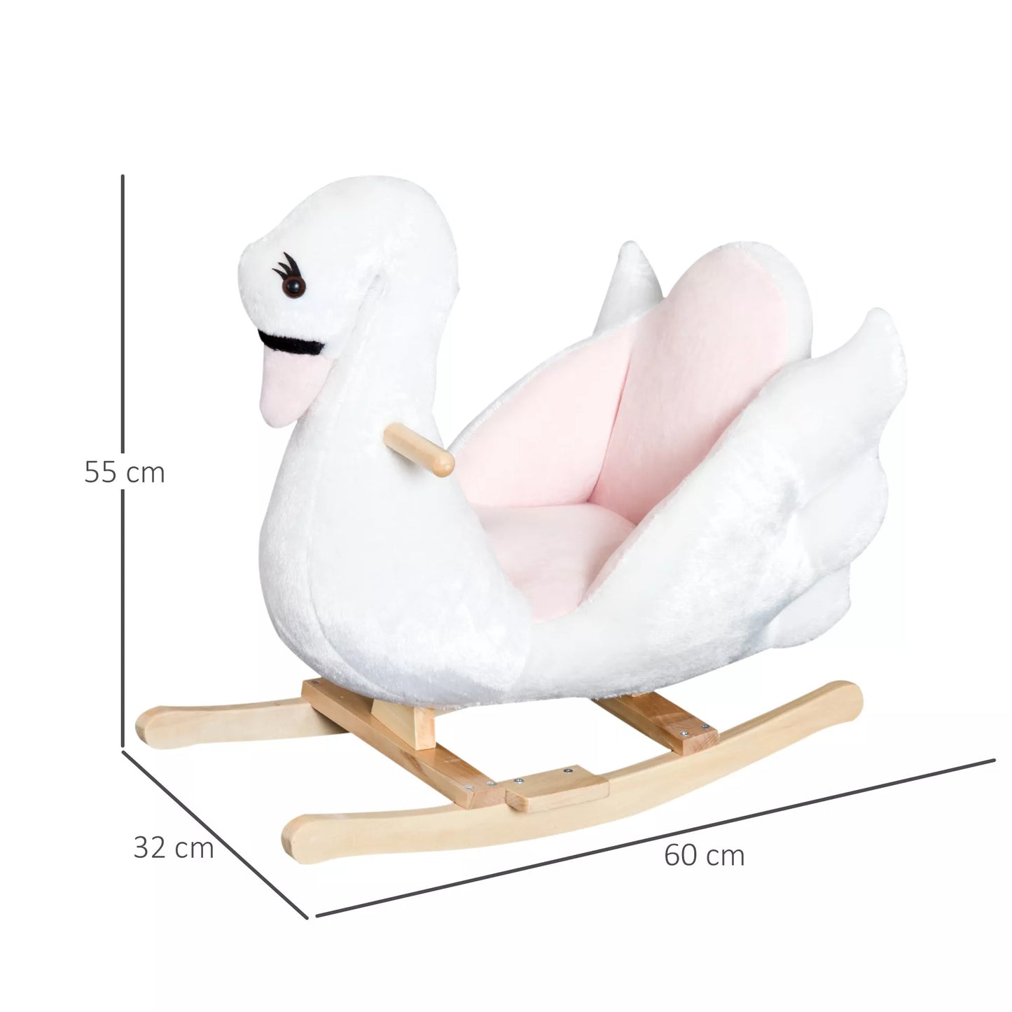 Sūpynės žaislas Sūpynės arkliukas su saugos diržu Muzika, 55 cm Kūdikių sūpynės iš minkšto pliušo Sūpynės žaislas Žaislas sūpynės kūdikiams ir vaikams nuo 18 mėnesių Medinis