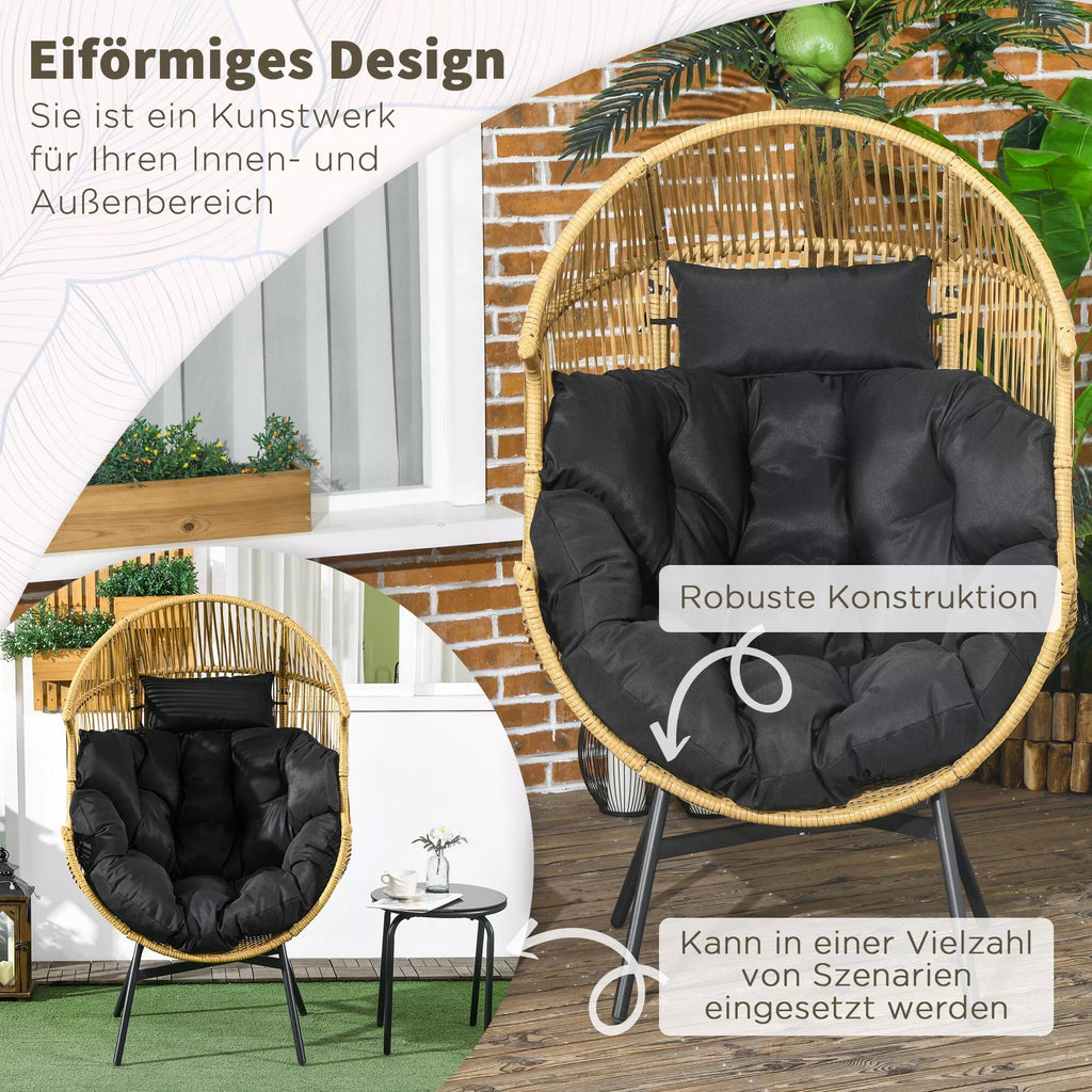 Rattan kėdė Lauko kėdė Sodo kėdė, PE-rattan, 89 cm x 75 cm x 143 cm, natūrali + juoda