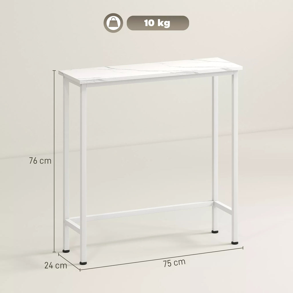 Infografika su stalviršio matmenimis: 75 cm plotis, 24 cm gylis, 76 cm aukštis, 10 kg talpa